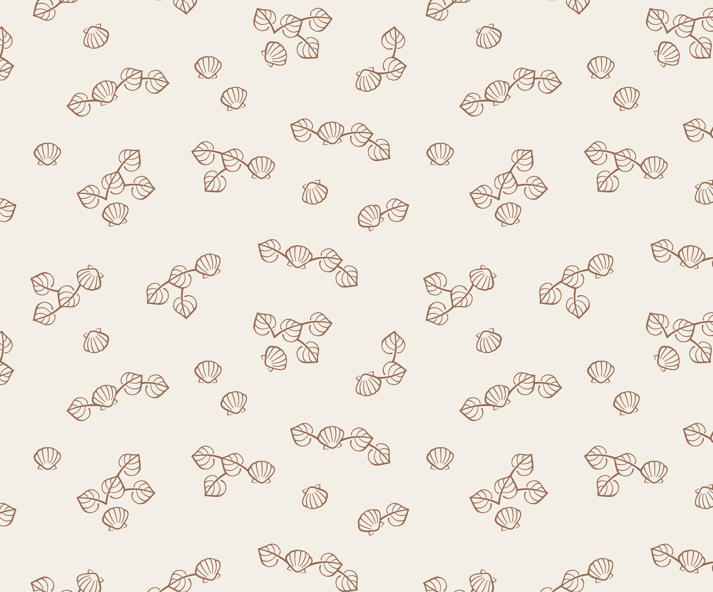 custom pattern with aspen leaves and shells
