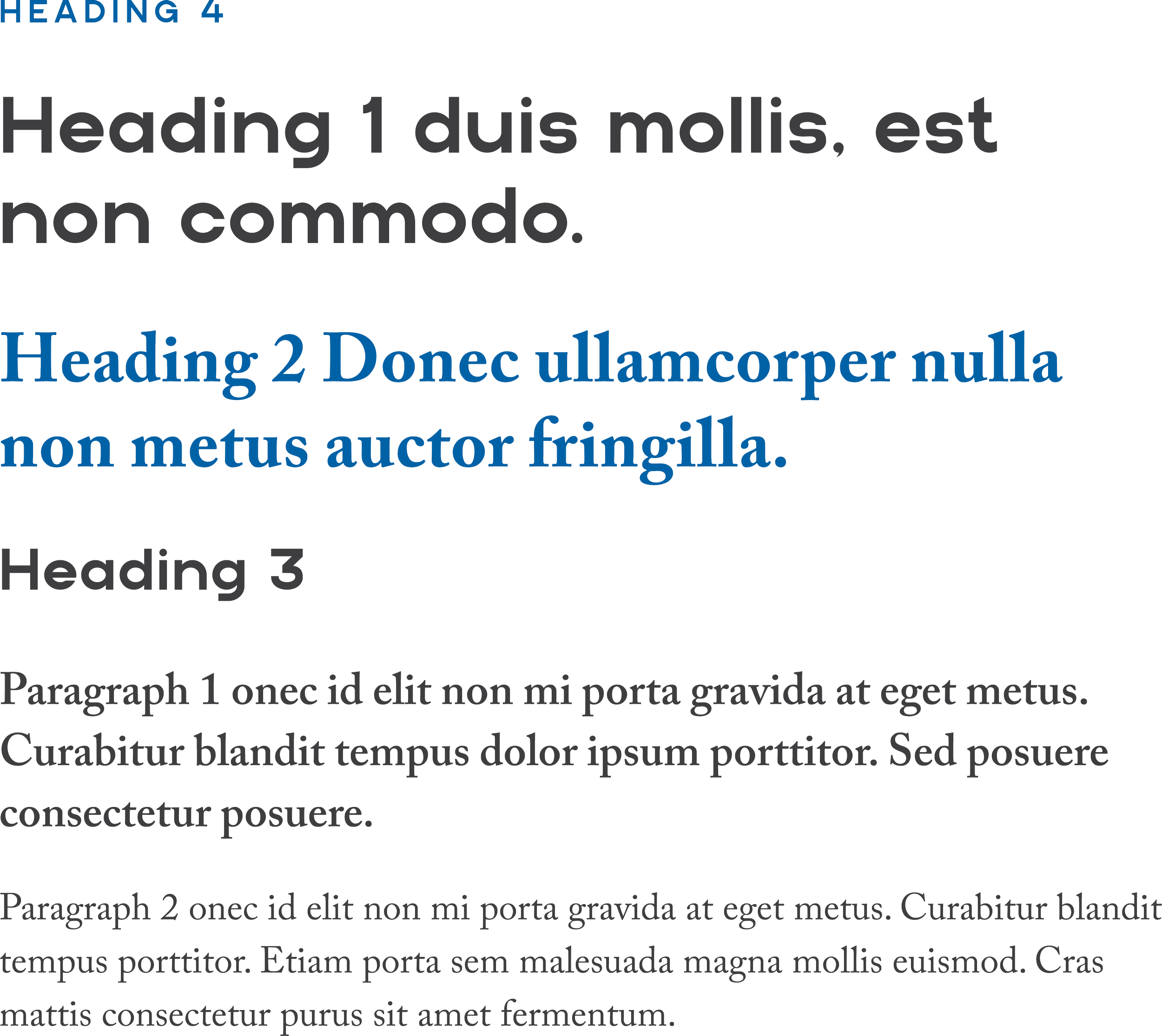 typography hierarchy with heading and paragraph styles