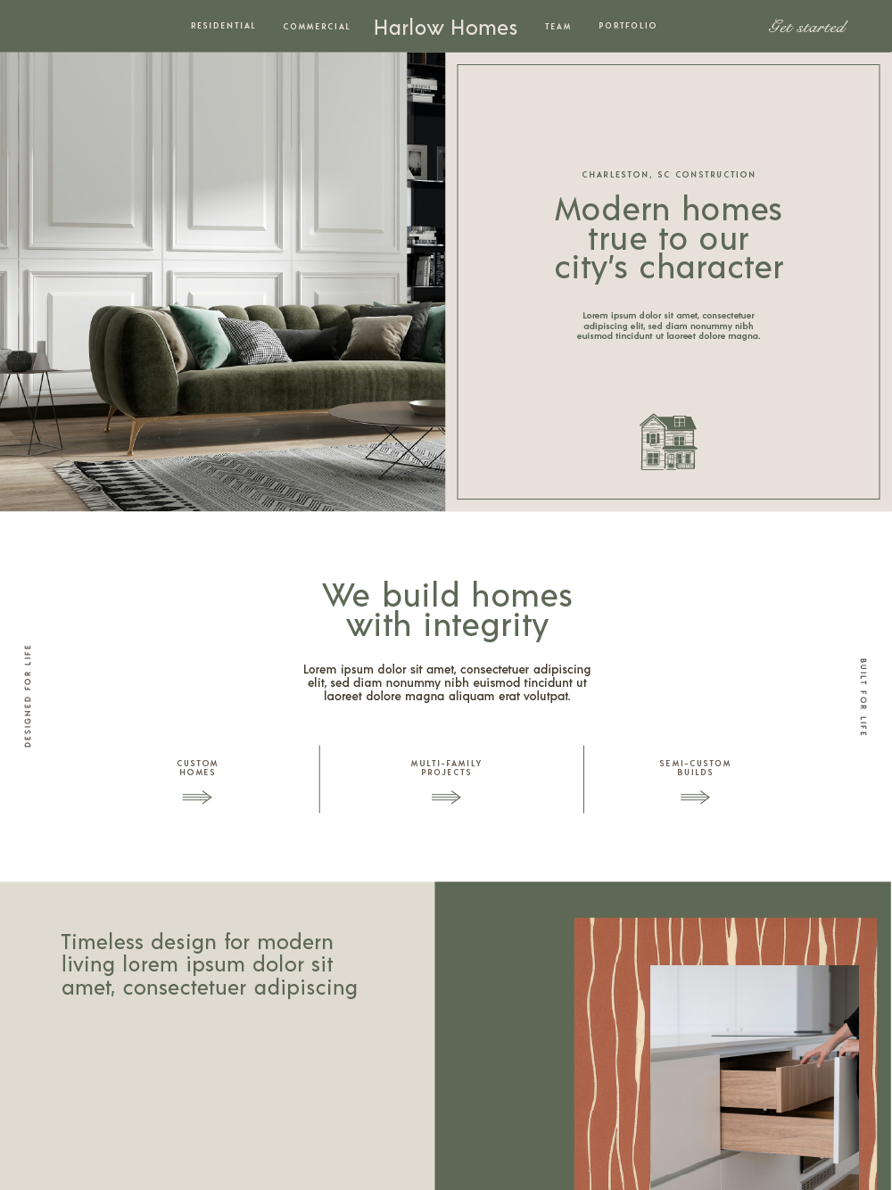 Harlow Homes construction company website design using The Marina framework