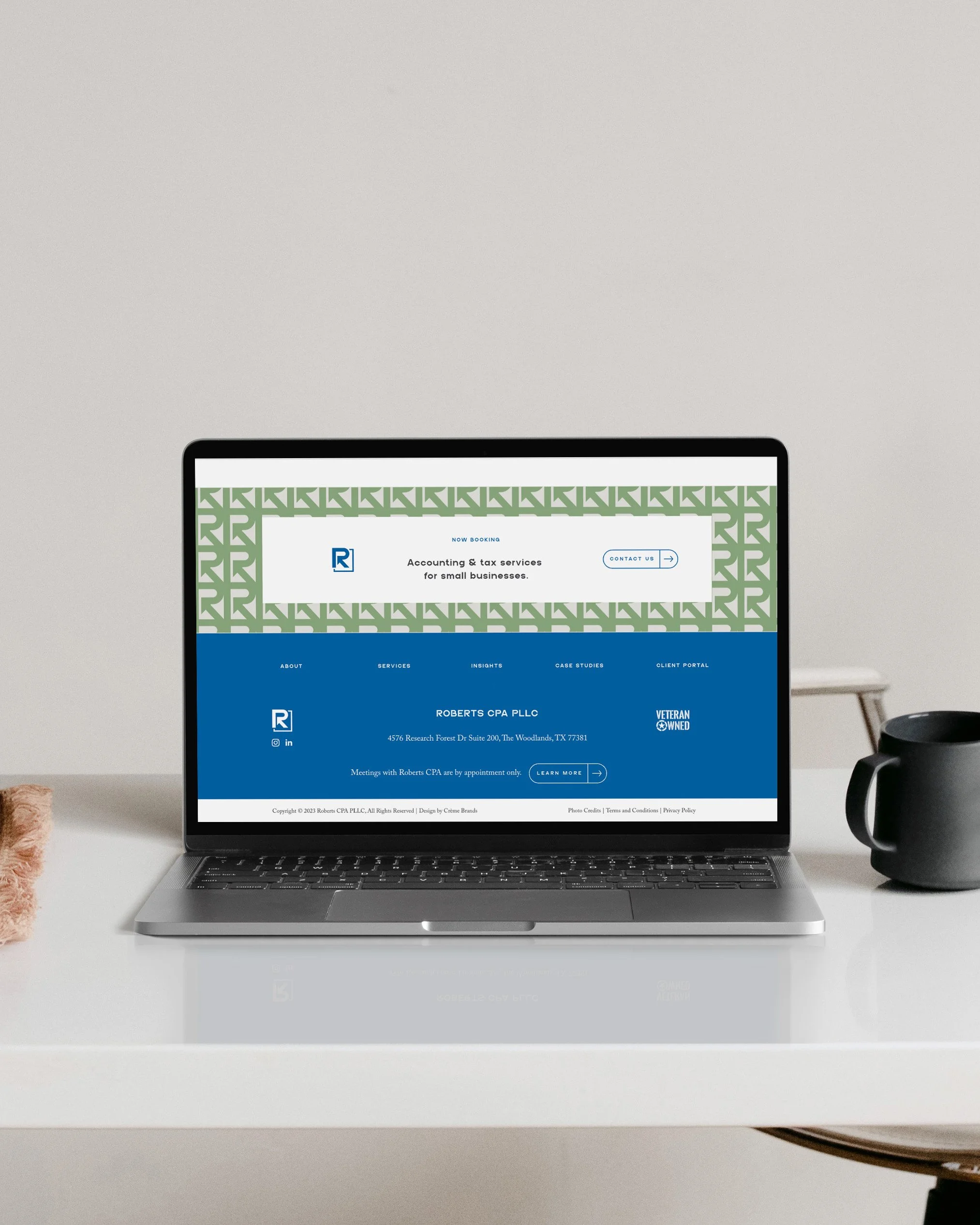 laptop displaying the Roberts CPA website homepage