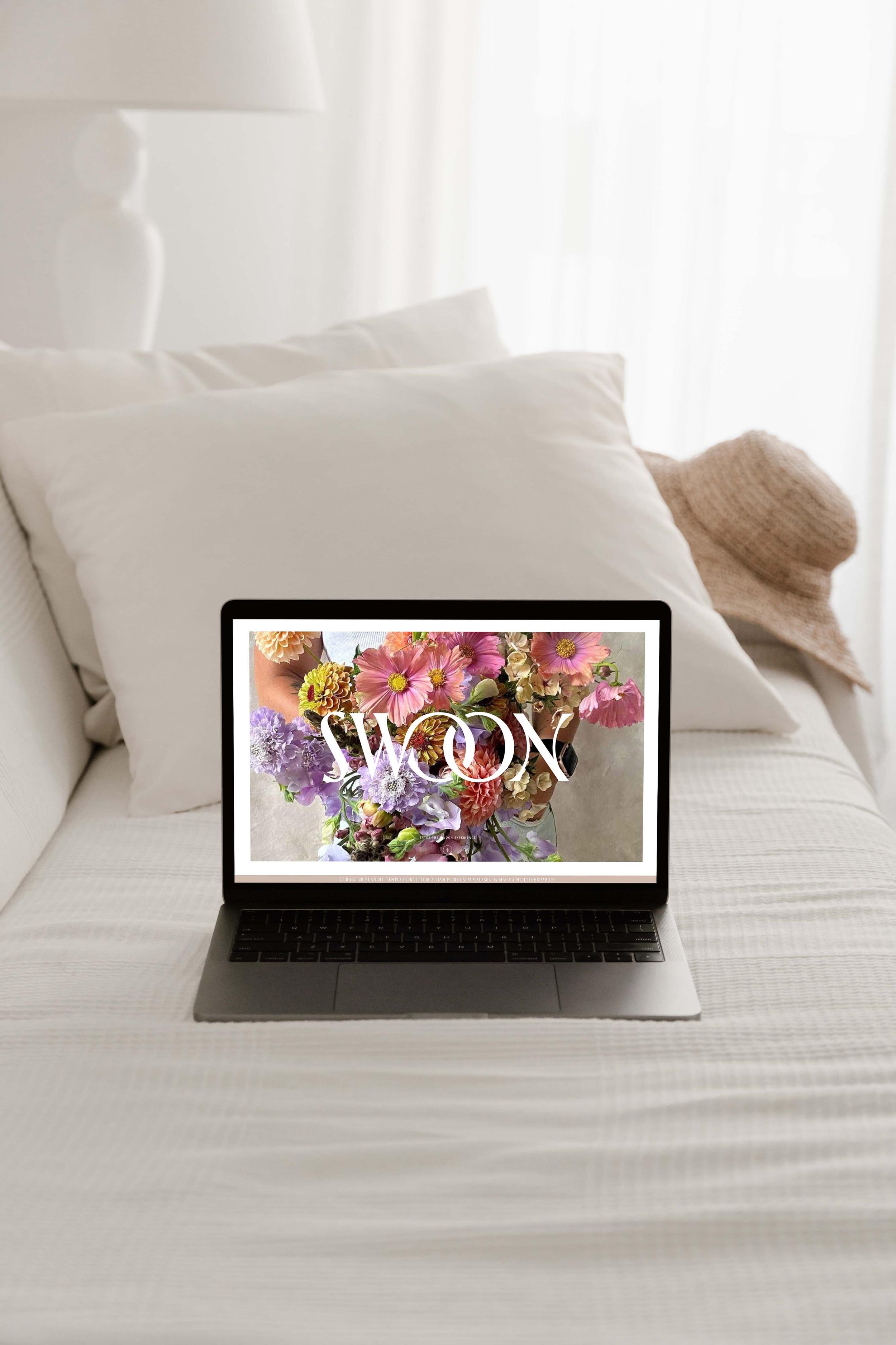 laptop displaying the Swoon Floral Design website homepage