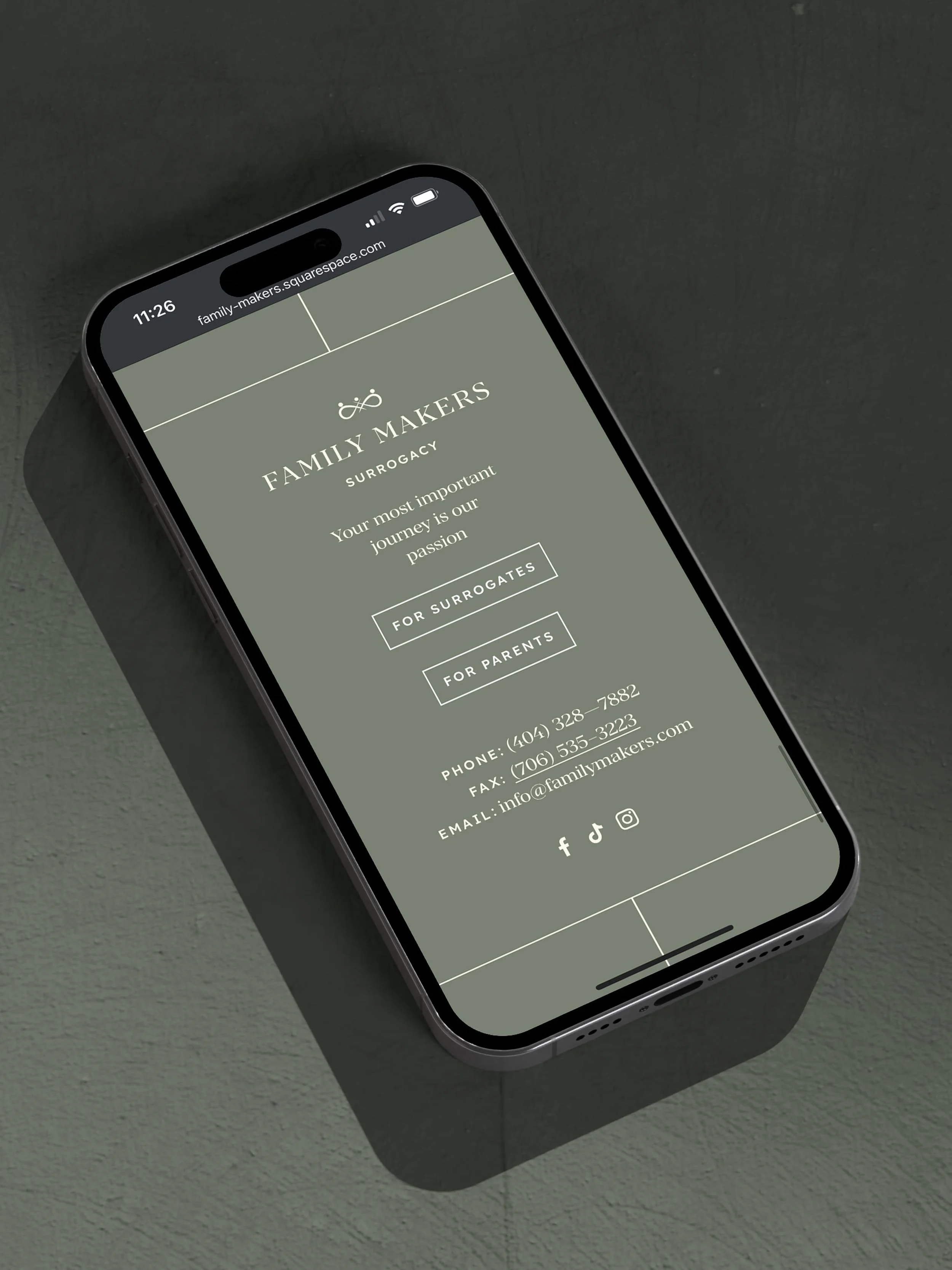 iPhone showing Family Makers' homepage after the redesign