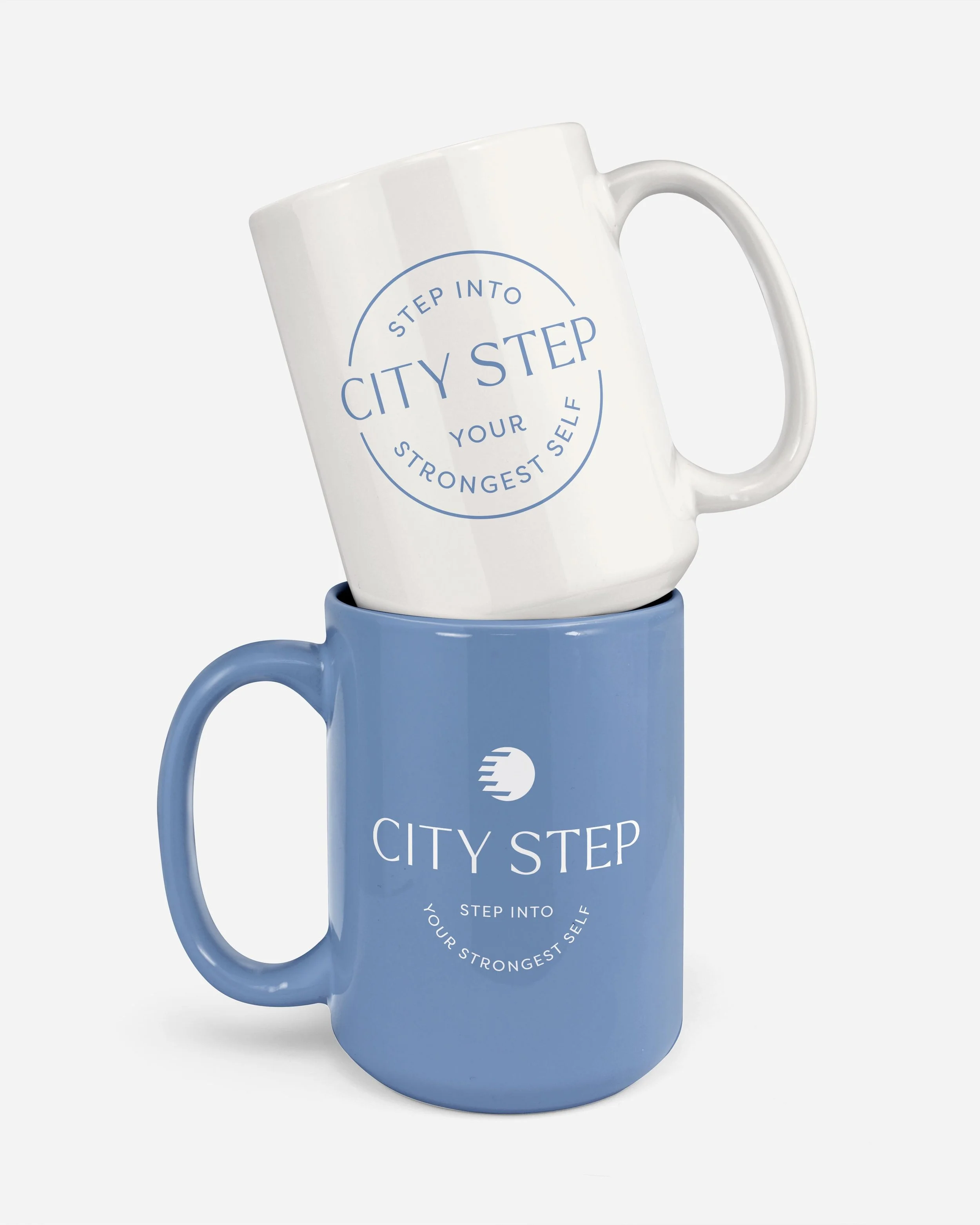 City Step Podiatry logo badges printed on mugs
