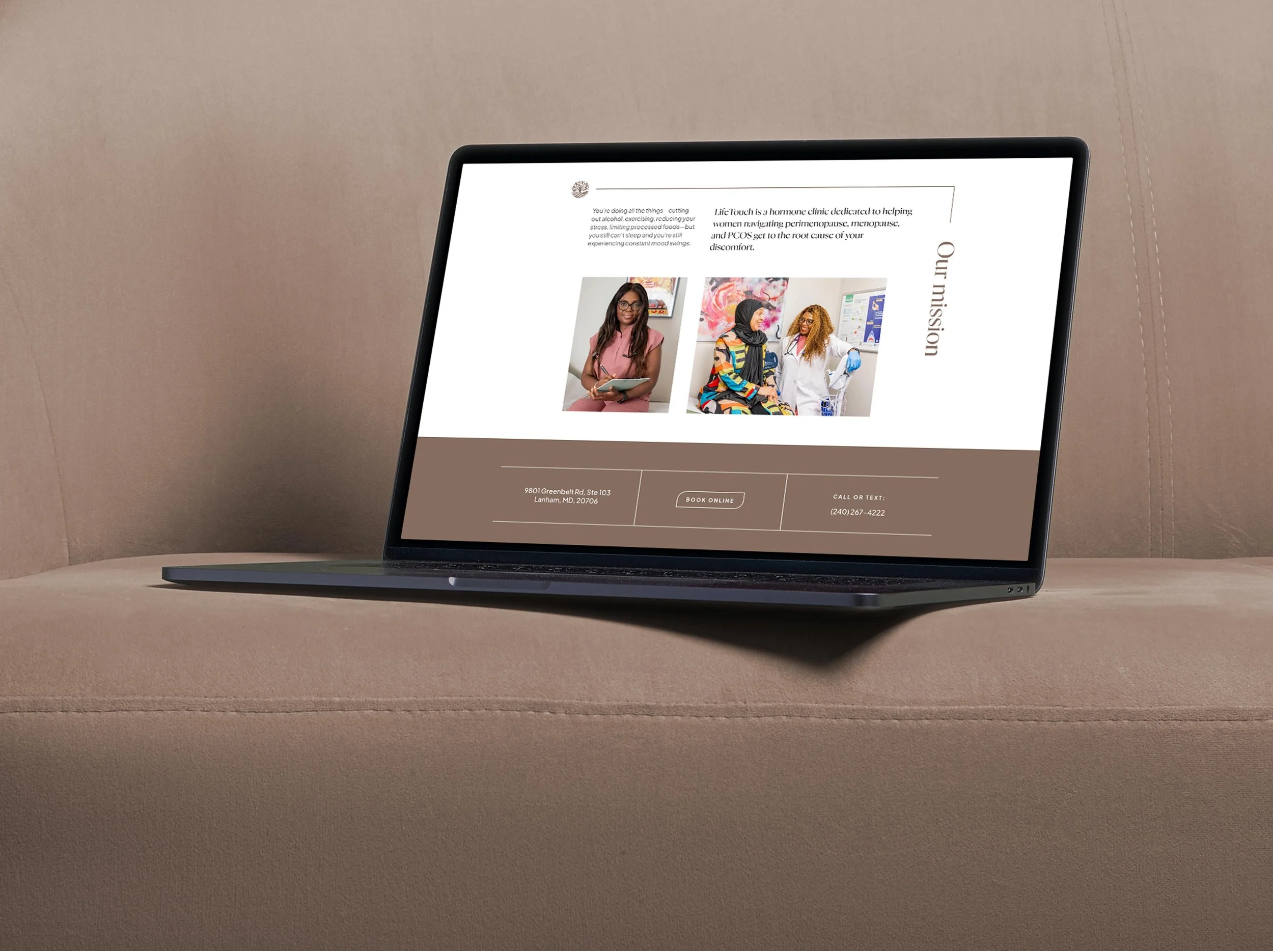 laptop displaying LifeTouch Hormones + Wellness' website homepage