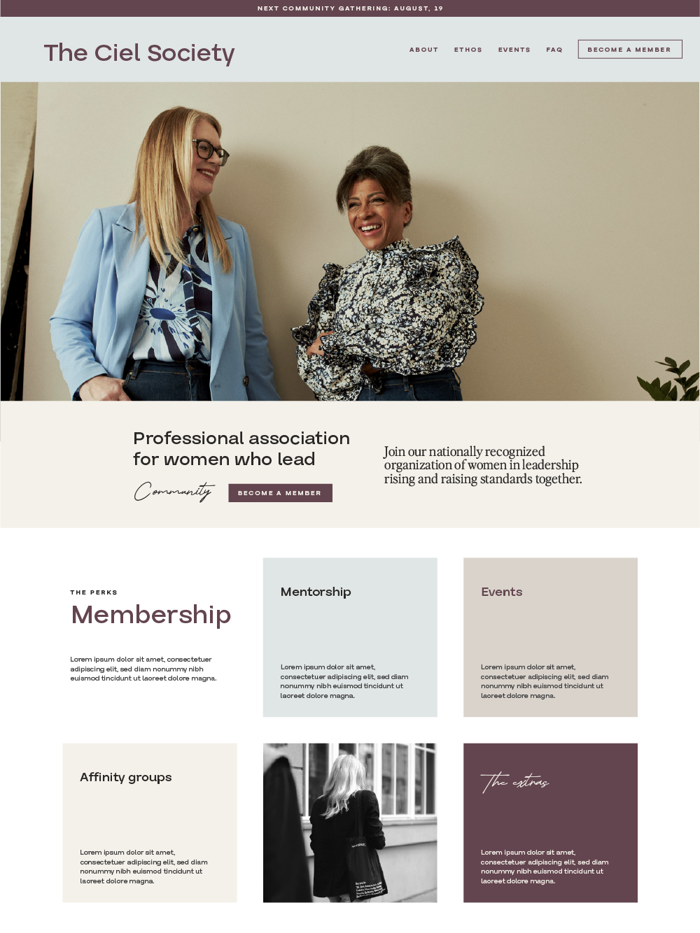 The Ciel Society professional association website design using The Parker framework