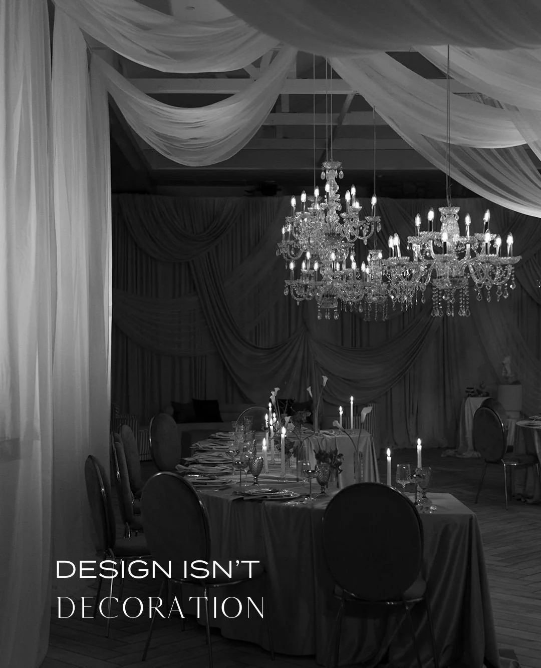 Every texture. Every layer. Every light source serves a purpose.⁠
⁠
The new site reflects what I believe about weddings:�⁠
Design is strategy. Atmosphere is intentional. Nothing is random.⁠
If you want immersive, not just pretty &mdash; we&rsquo;ll w