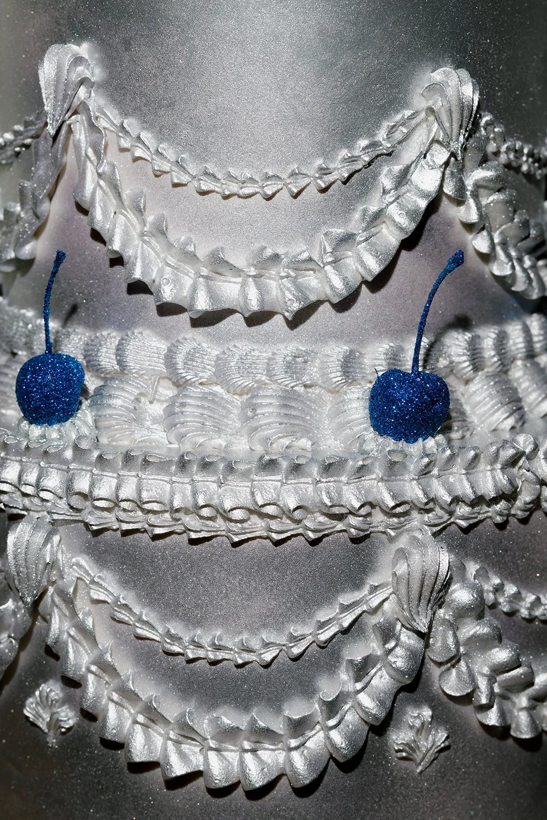 Vintage Silver Cake with blue cherries Ink Sweets 