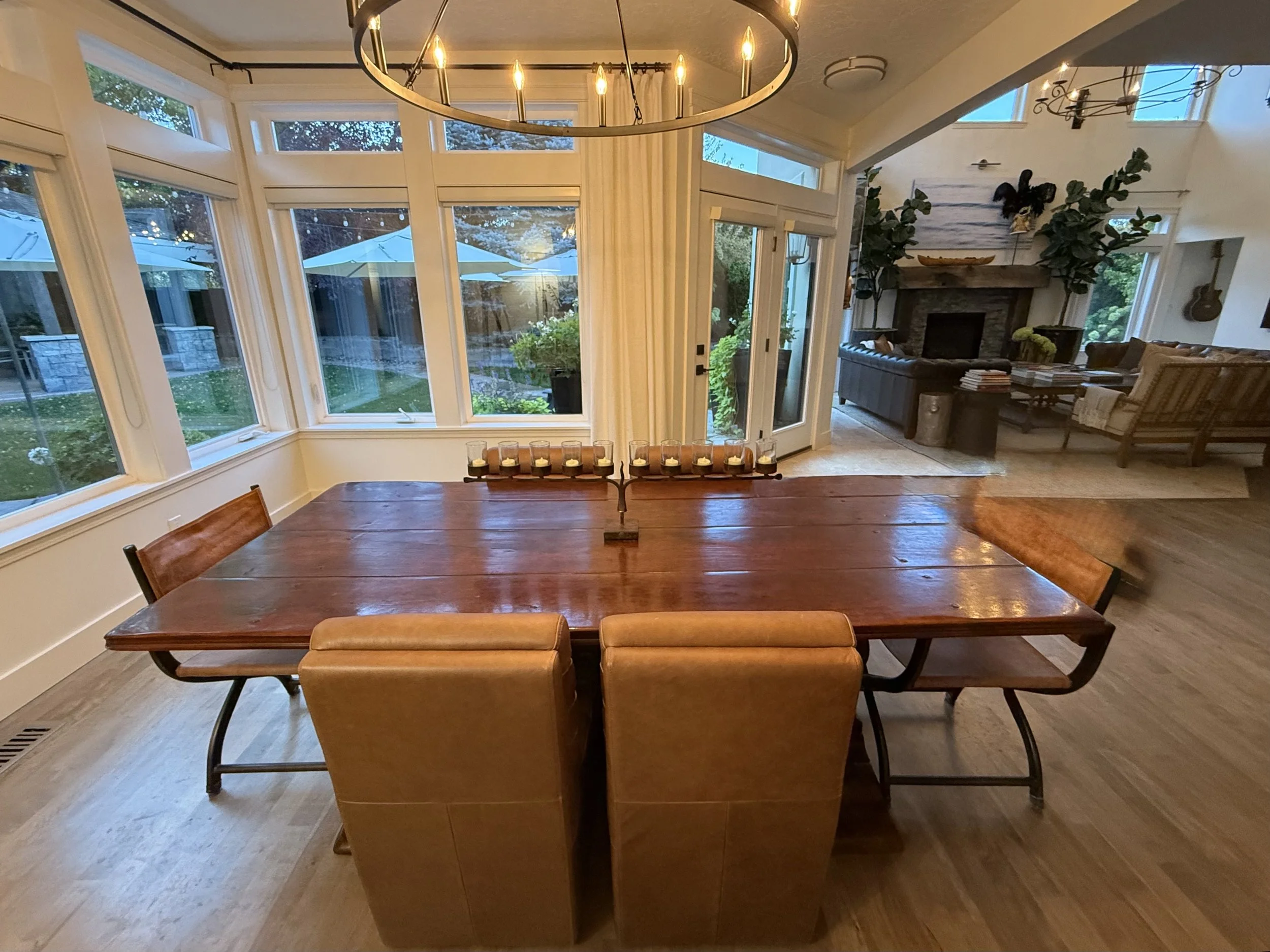 Large Dining Room Facing Park-like Backyard