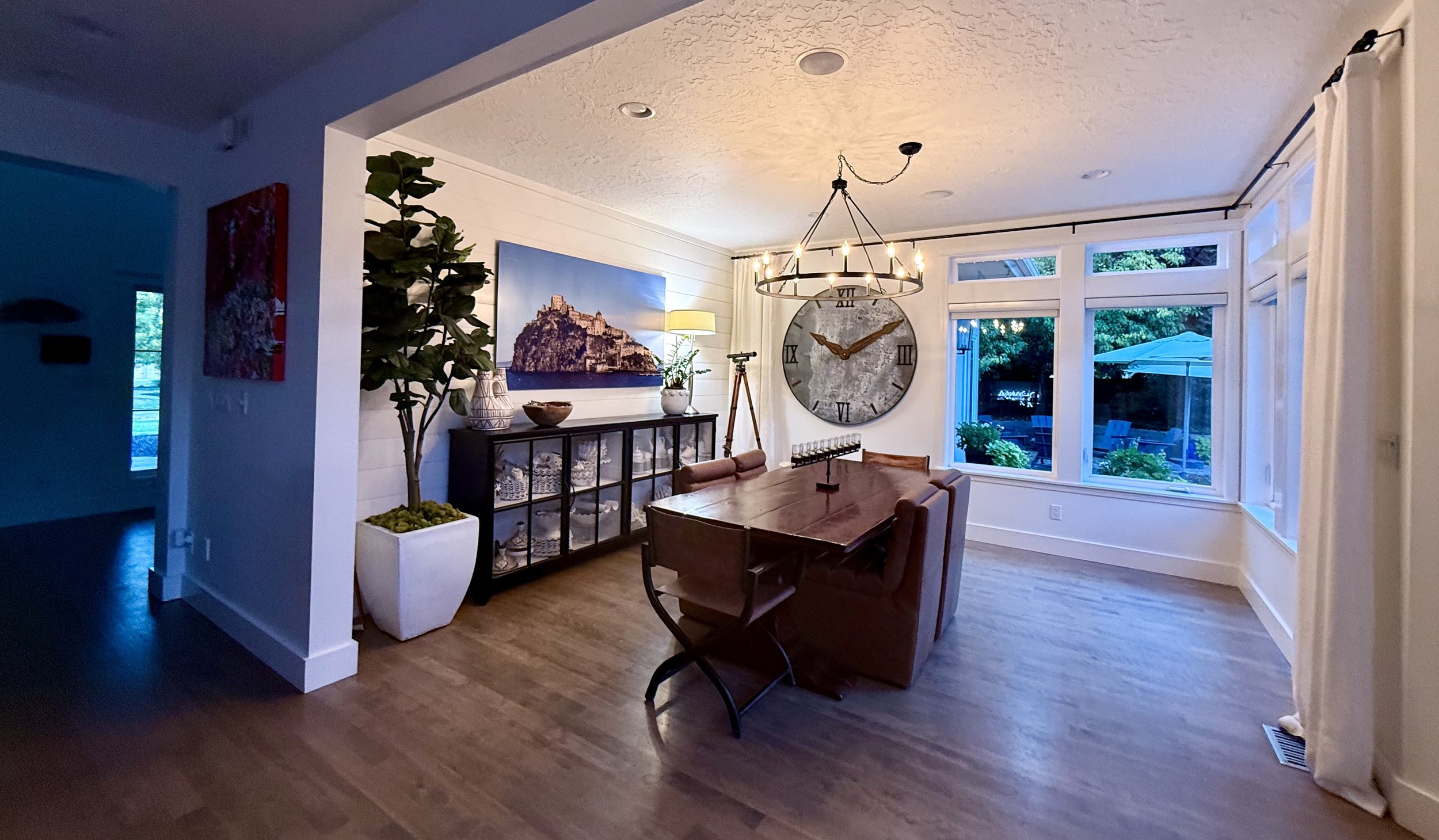 Large Dining Room Facing Park-like Backyard