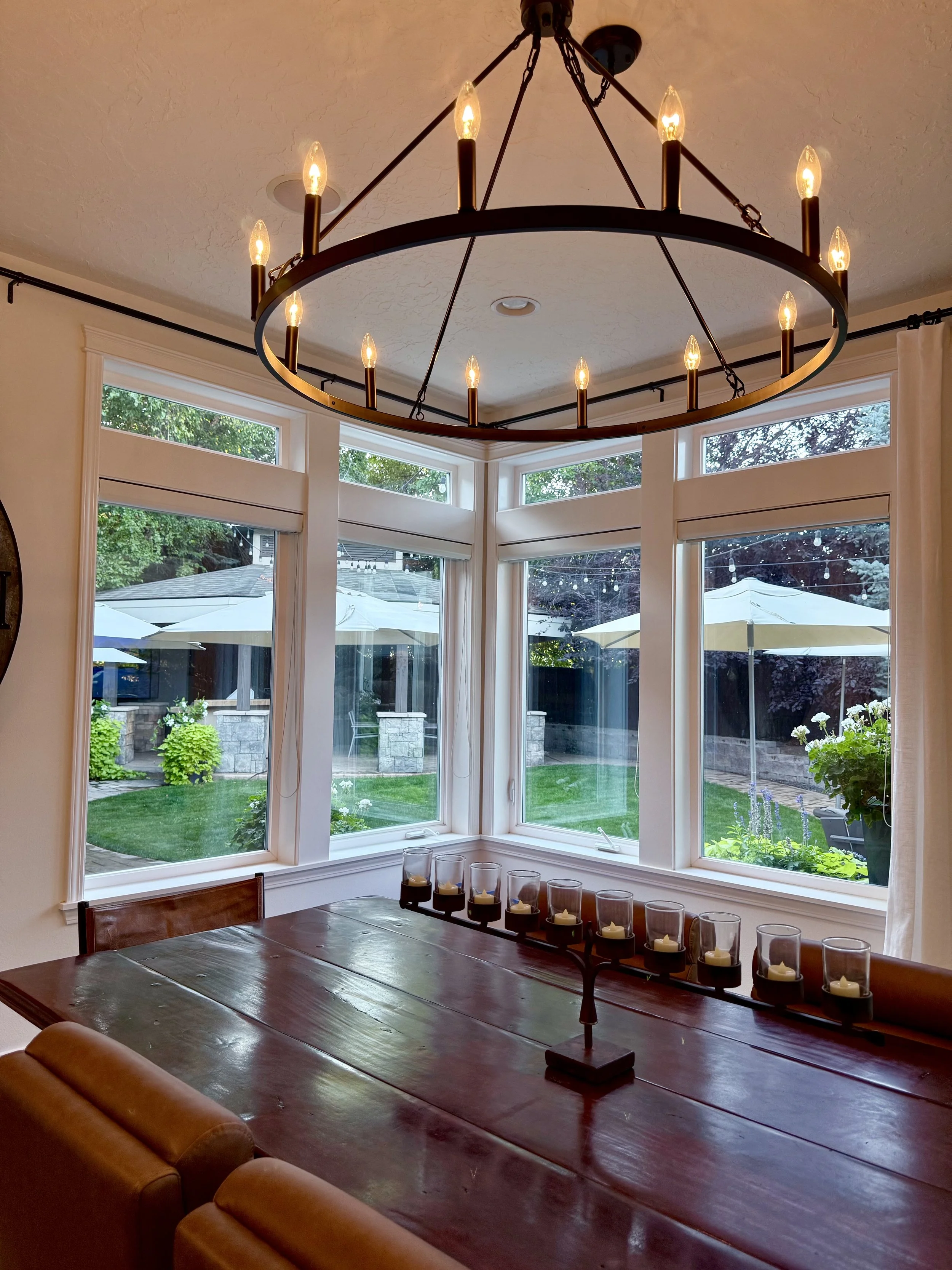 Large Dining Room Facing Park-like Backyard
