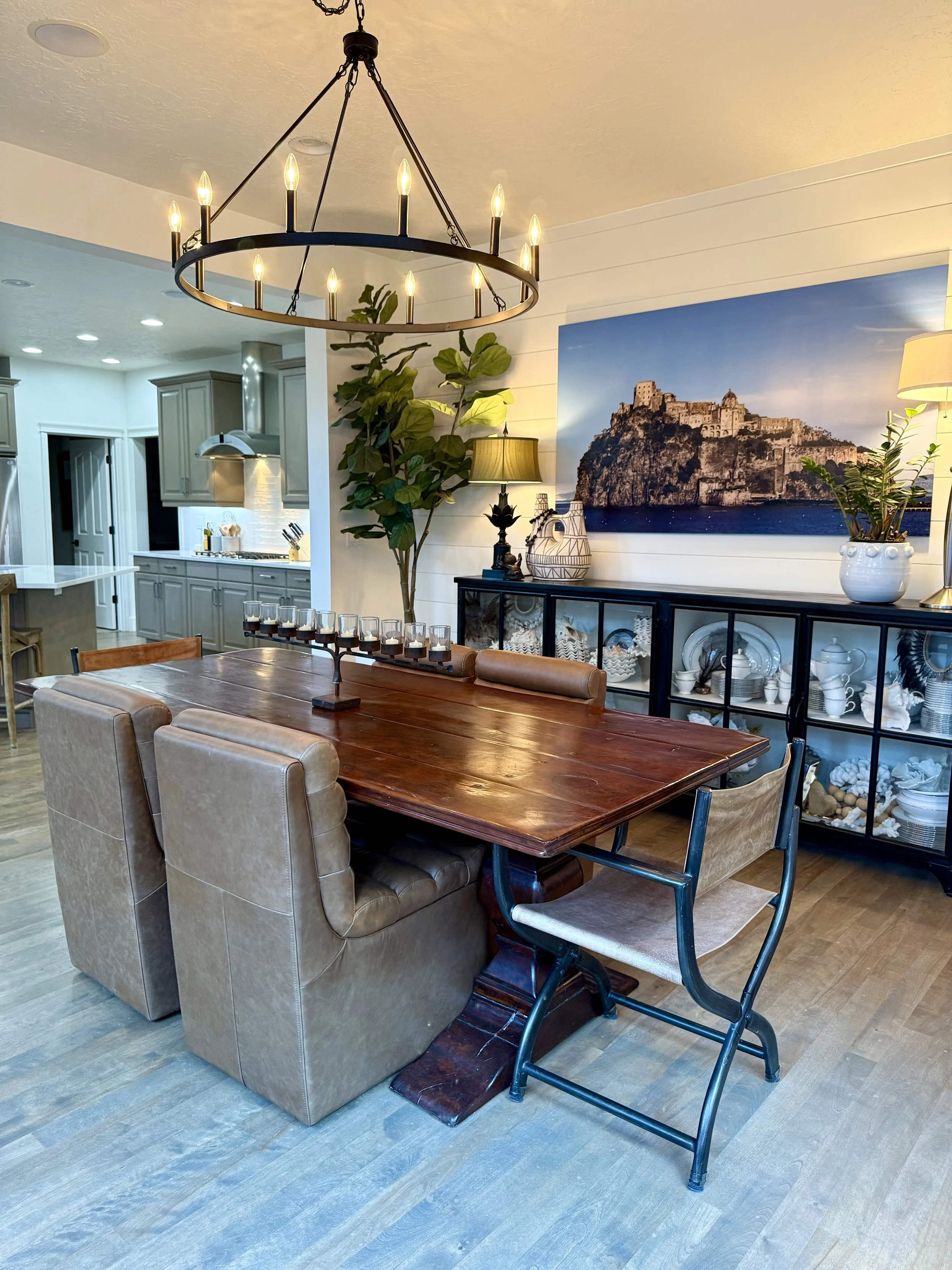 Large Dining Room Facing Park-like Backyard