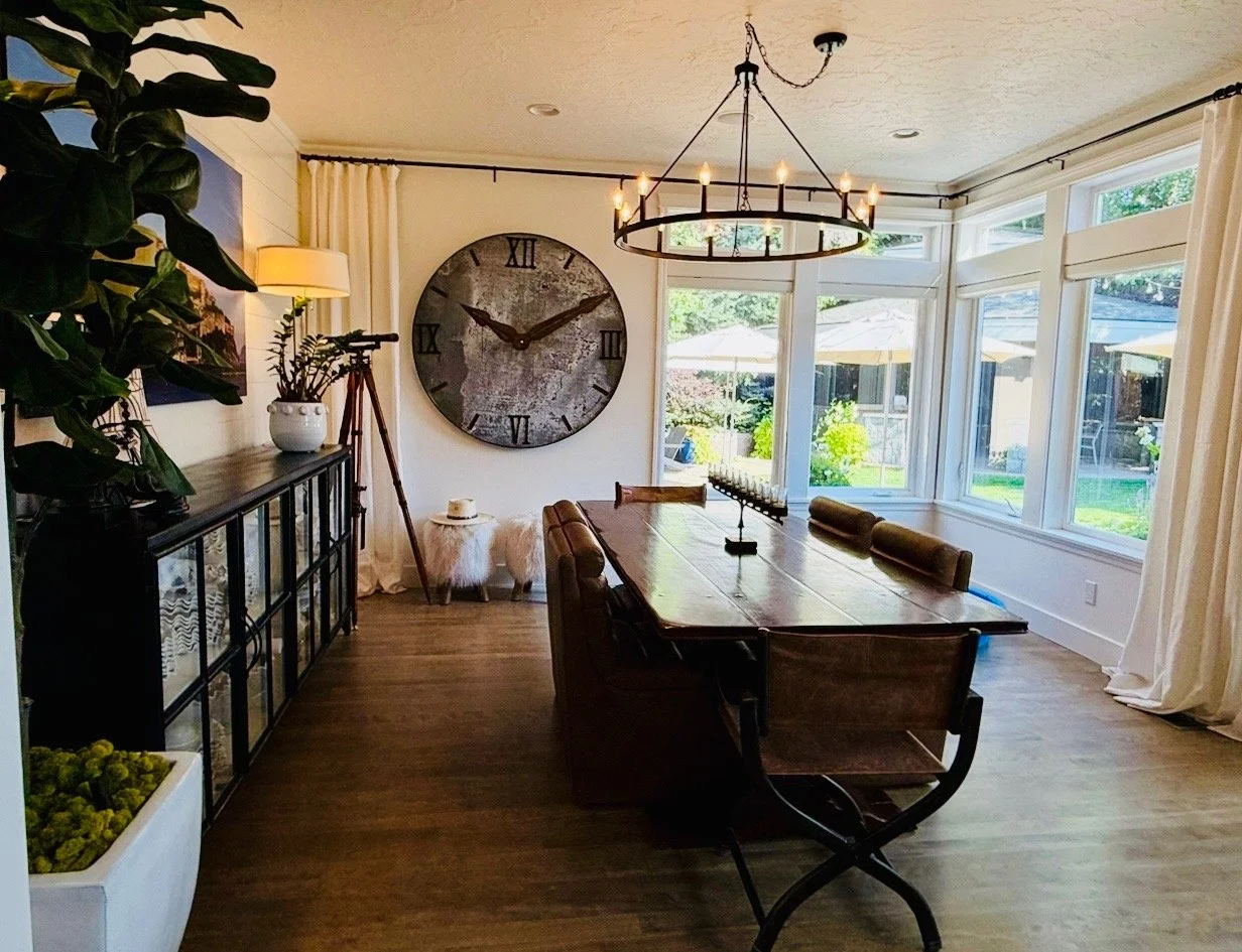 Large Dining Room Facing Park-like Backyard