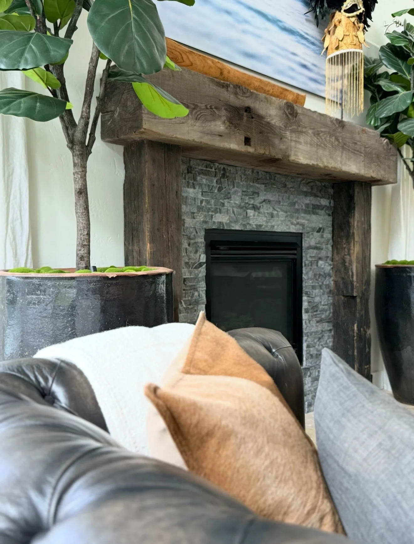 Fireplace with Heritage Timber Mantel and Granite Surround