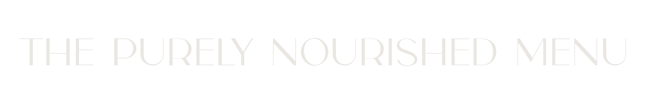 Text that reads "The purely nourished menu" on a black background.