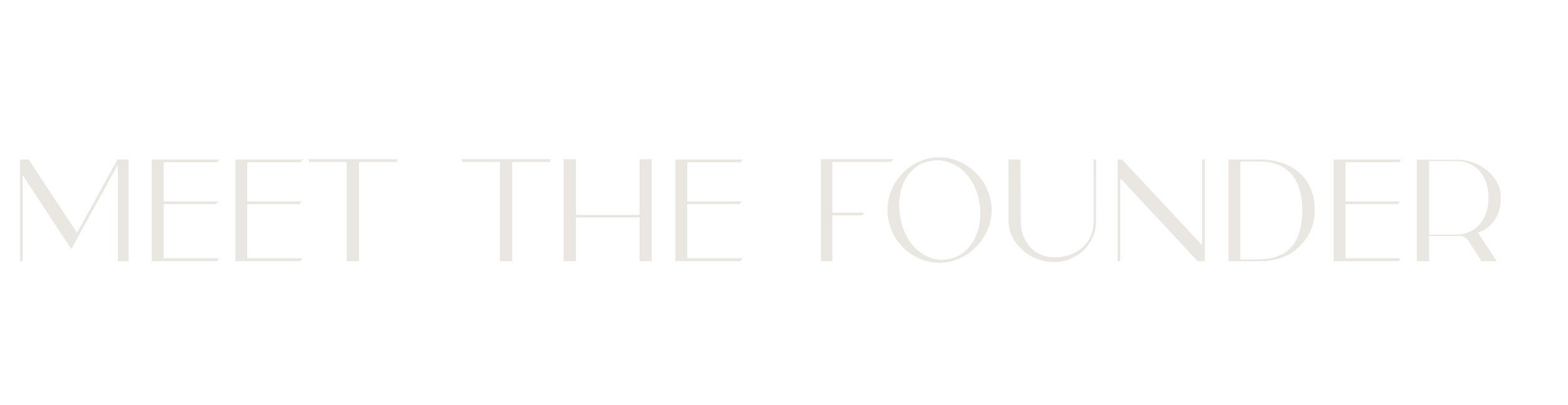 Text reading 'Meet the Founder' with a black background and white outlined lettering.