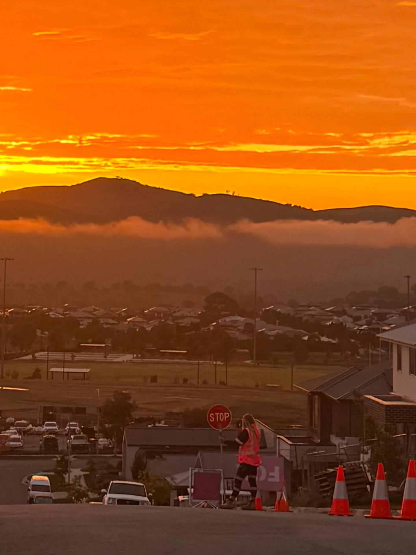 @sunny_homes_act this lucky client has a spectacular view - thanks for having us out for the concrete pour this morning - soaking in the sunrise while keeping the neighbourhood safe 🦊👊🔥✅