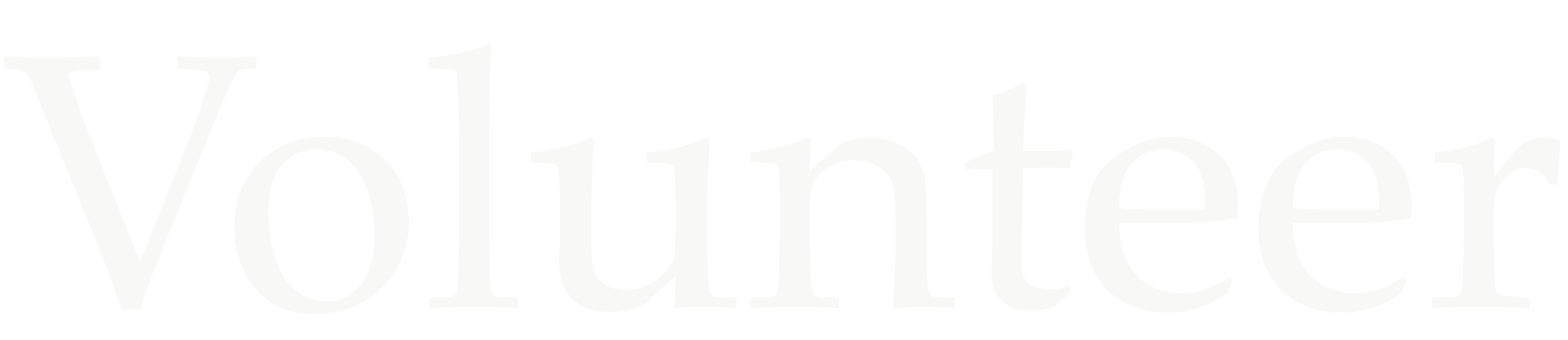 The word 'Volunteer' in large, gray font on a black background.