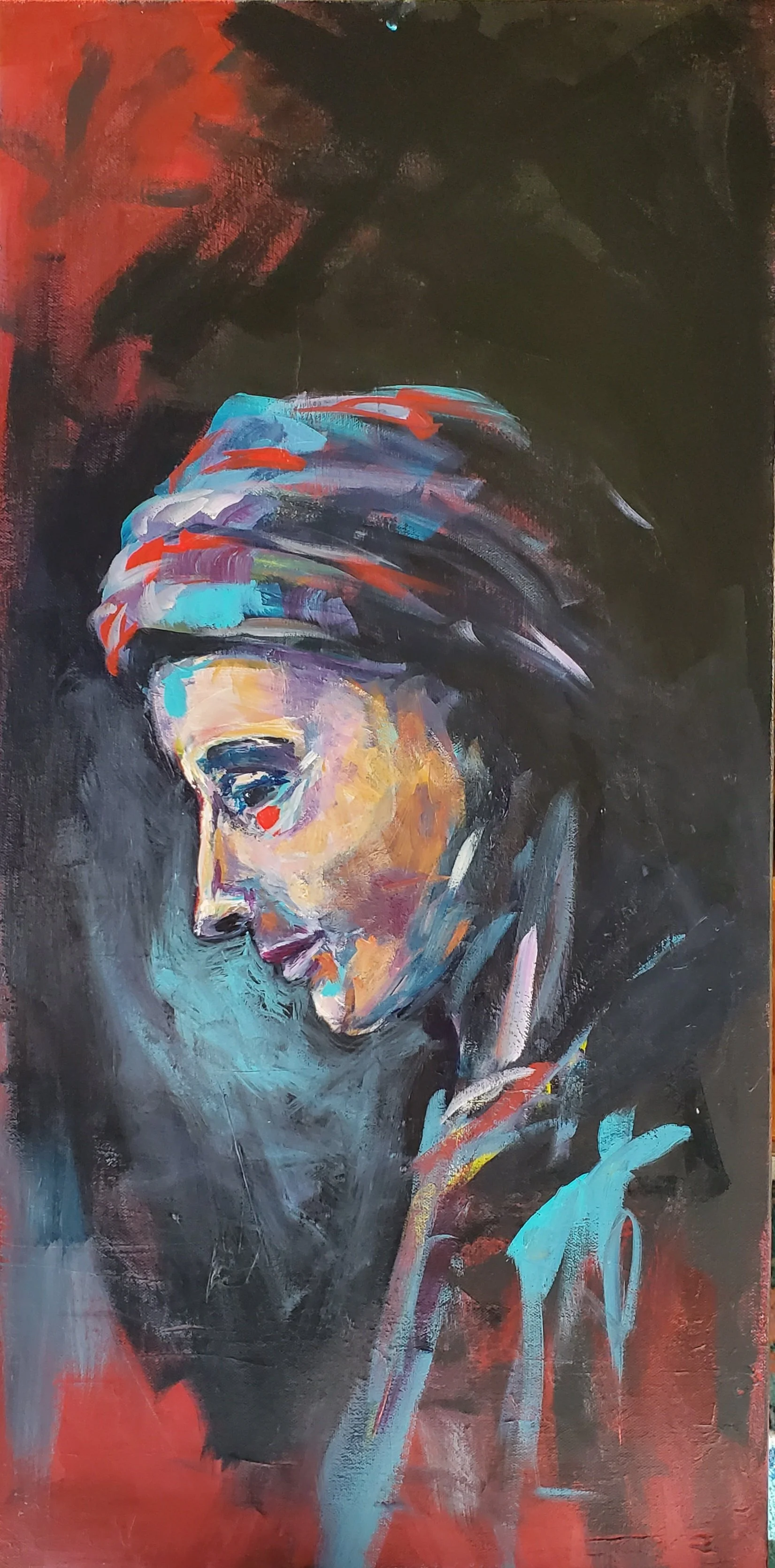 Portrait Study  acrylic on canvas1 12"x36"
