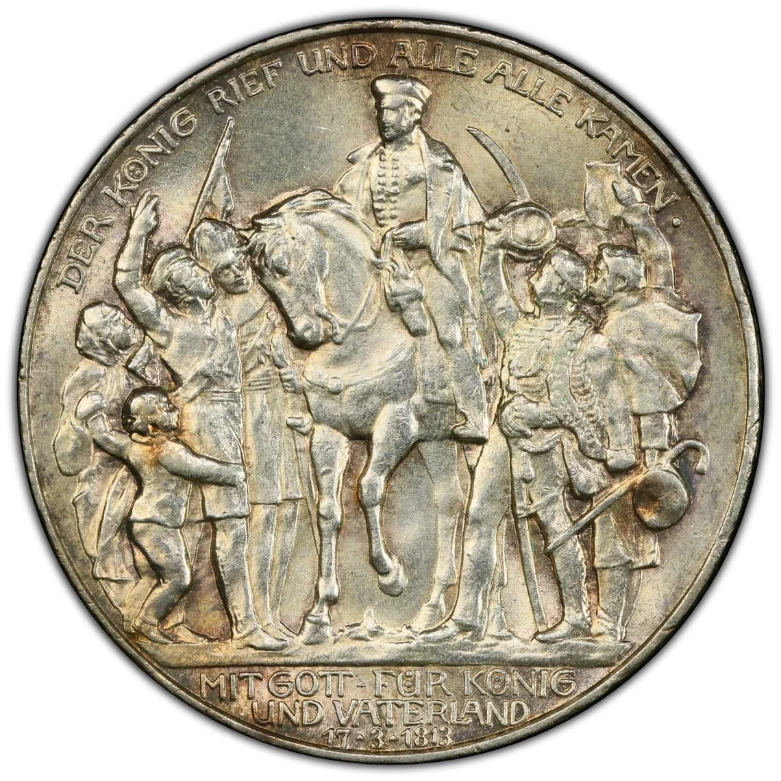 1913 Prussia 3 Mark Pcgs Certified (Ms63)