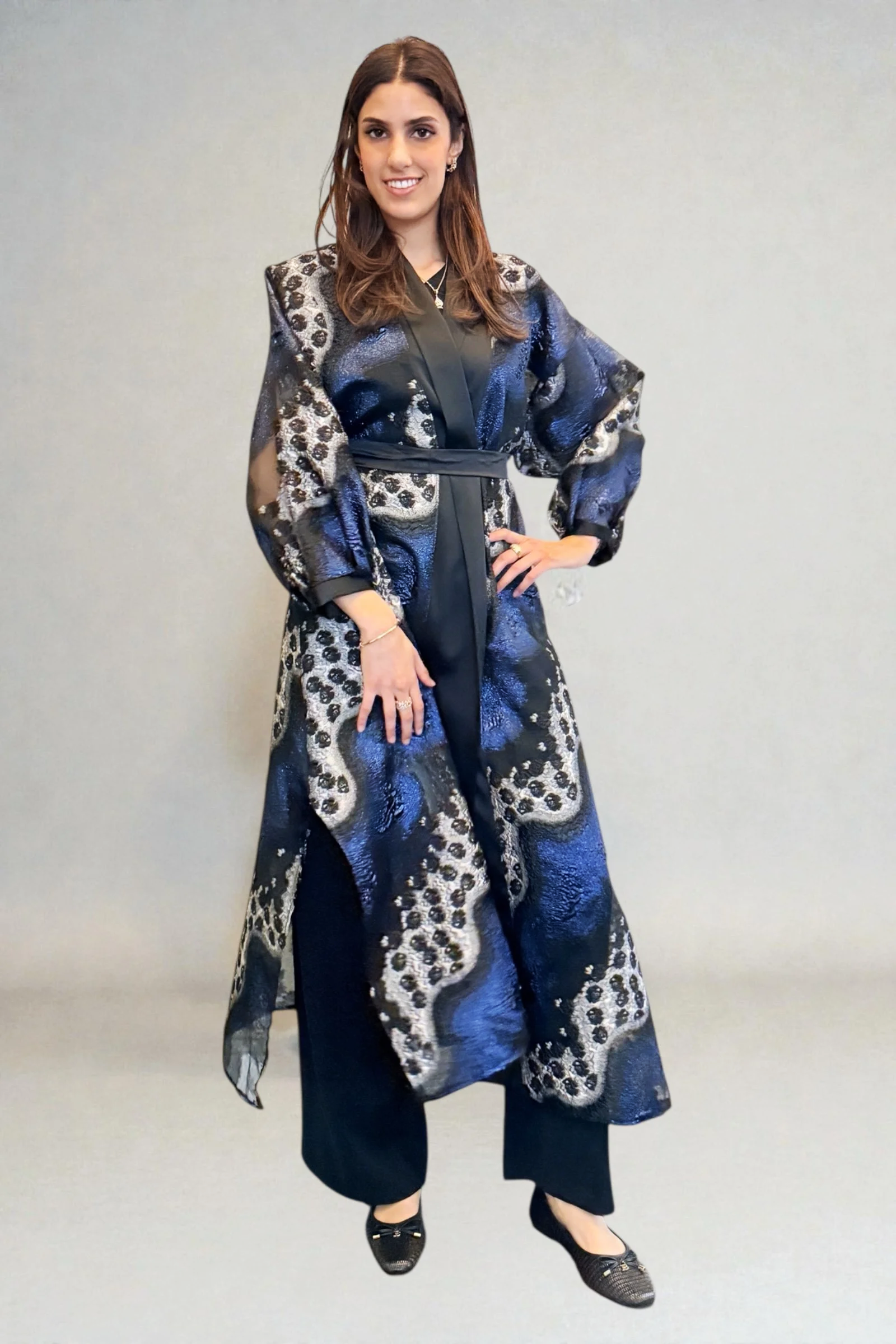 TAJI'Z-  Blue and Silver Special Occasion Abaya