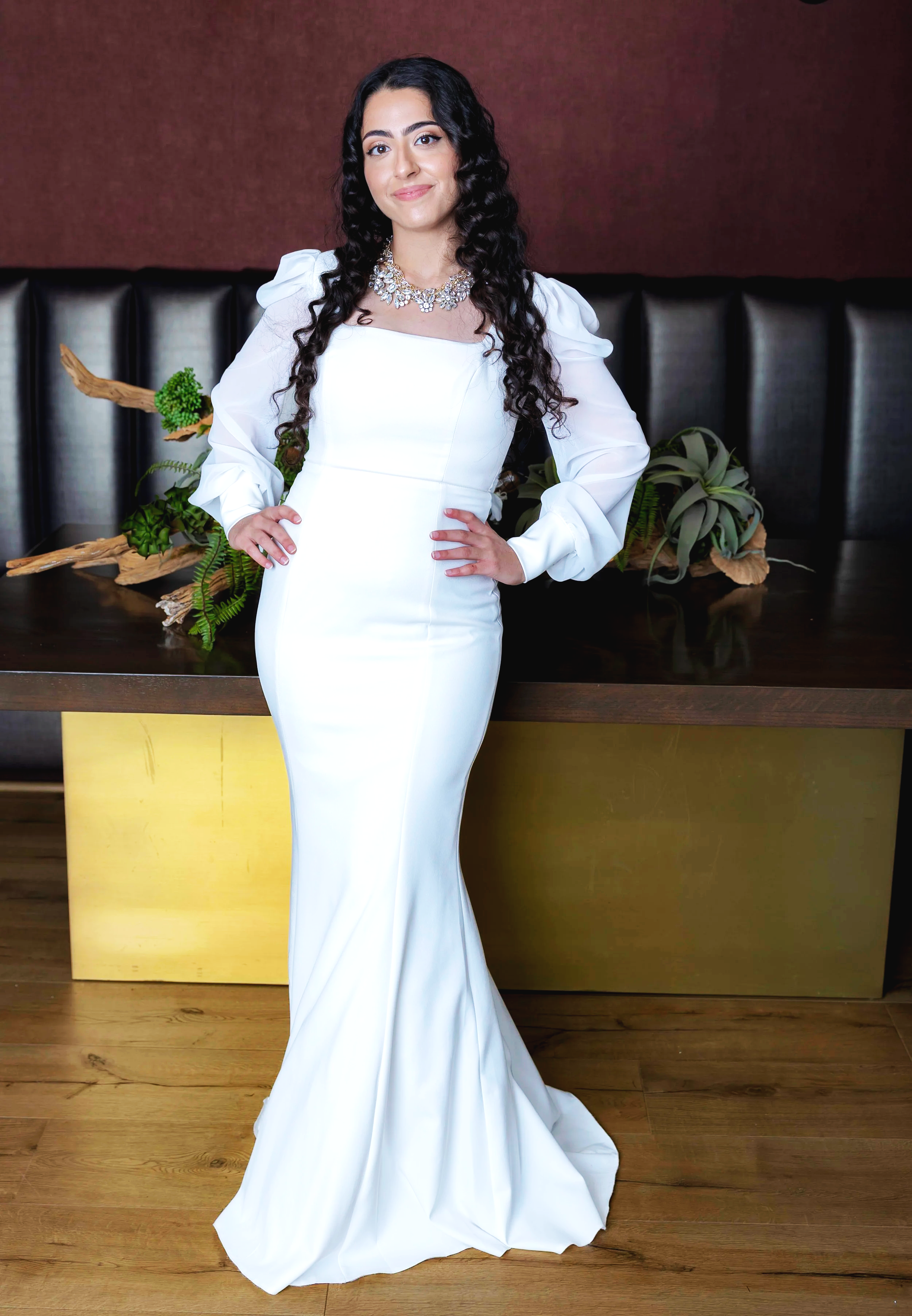 TAJI'Z- Long Sleeve Maxi Mermaid Evening Dress