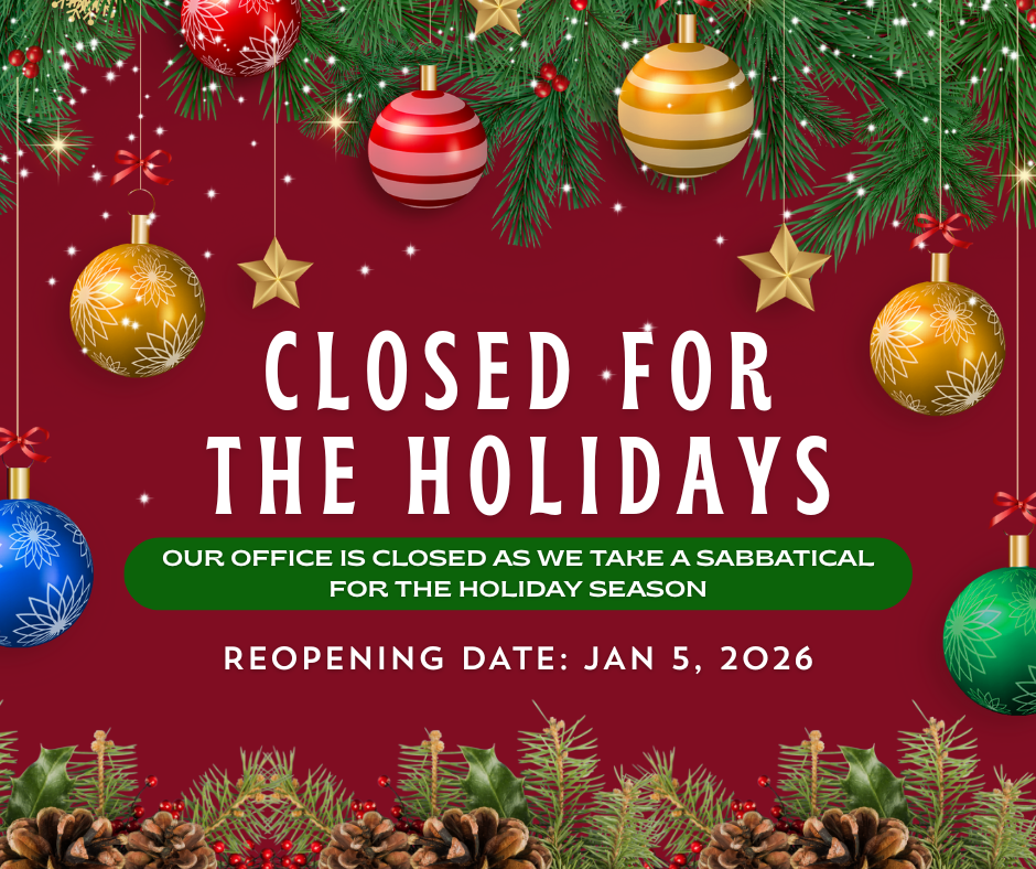 Winter Sabbatical offices closed 12/22~1/5