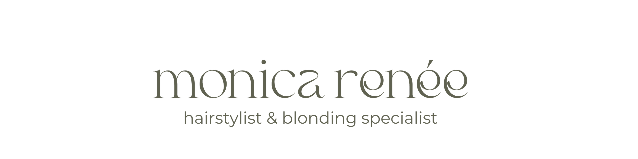 Monica Renee'e logo. She is a hairstylist and blonde specialist in the Chicago luxury hair space