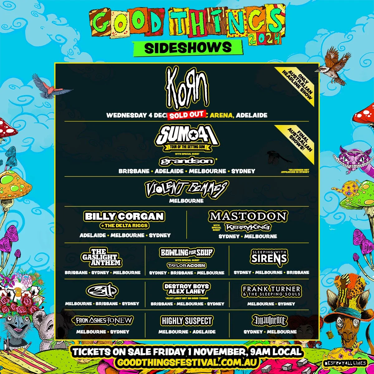 Tour News - Good Things Festival announce sideshows