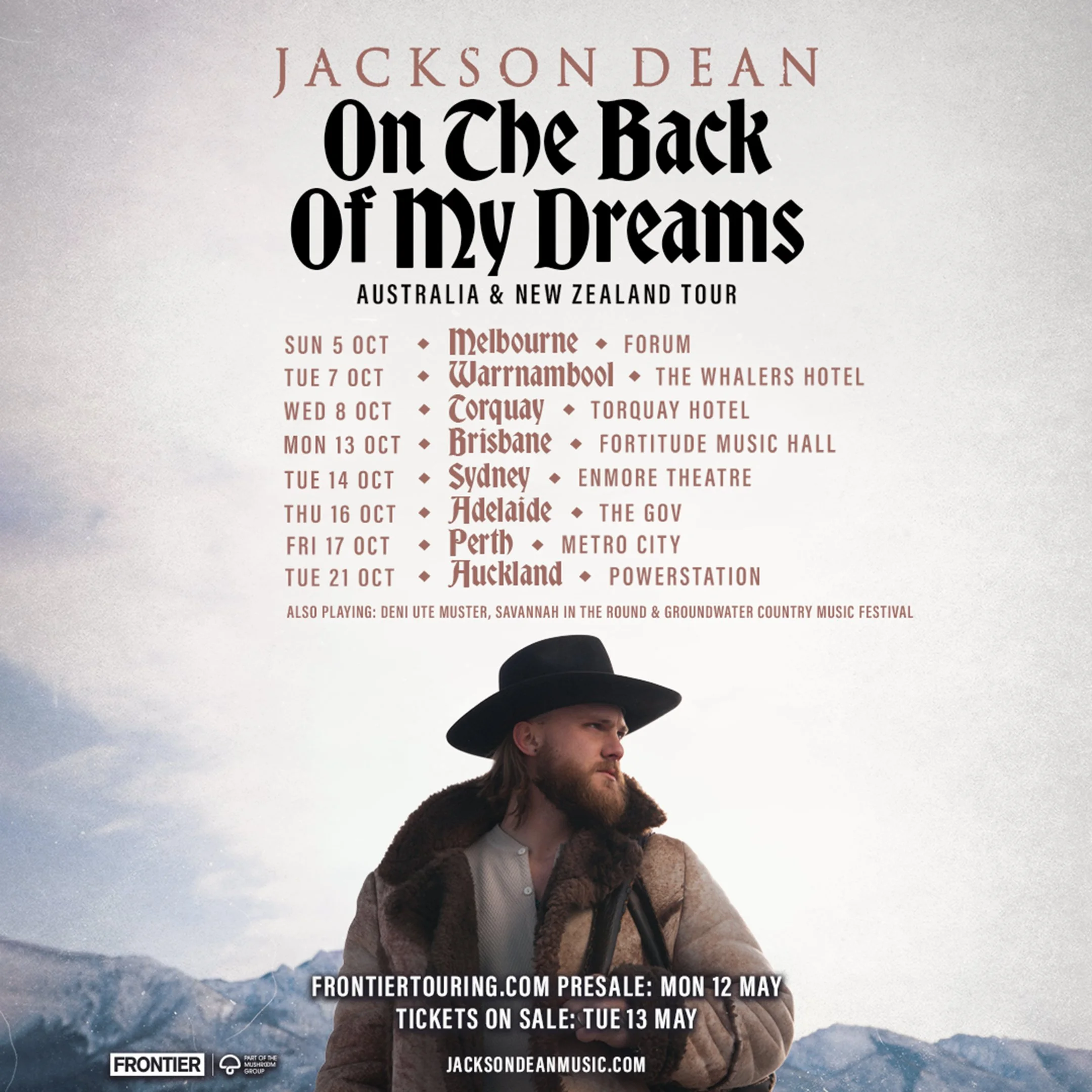 Tour News - Jackson Dean announces AU & NZ dates for the On The Back Of My Dreams World Tour