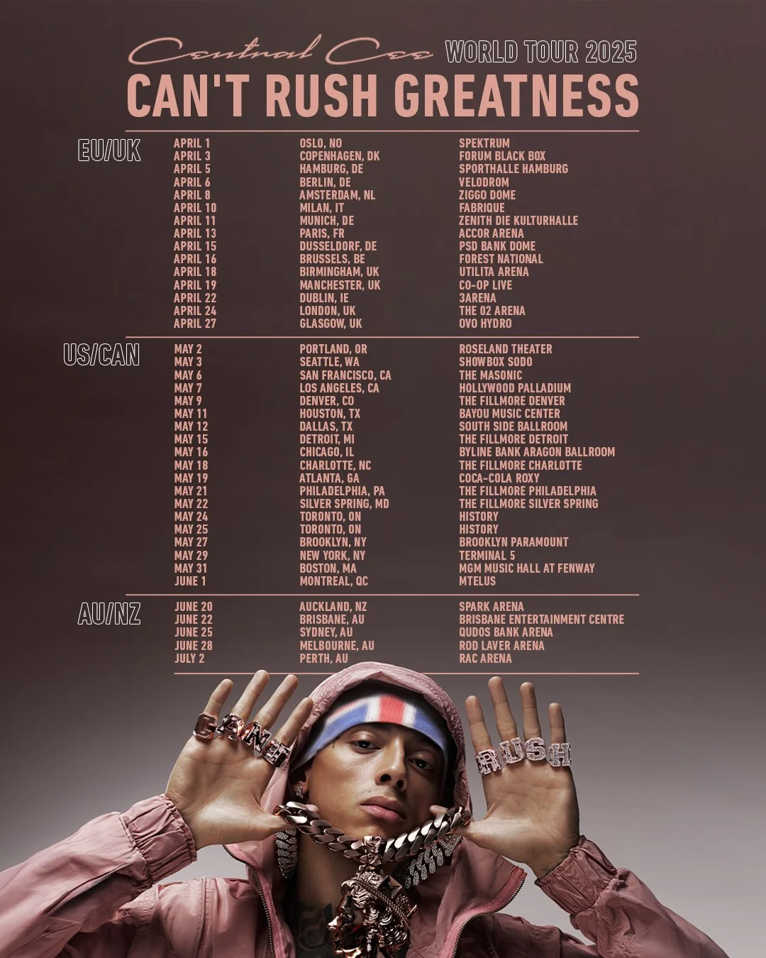 Tour News - UK Rap Sensation Central Cee Announces Can't Rush Greatness World Tour 2025