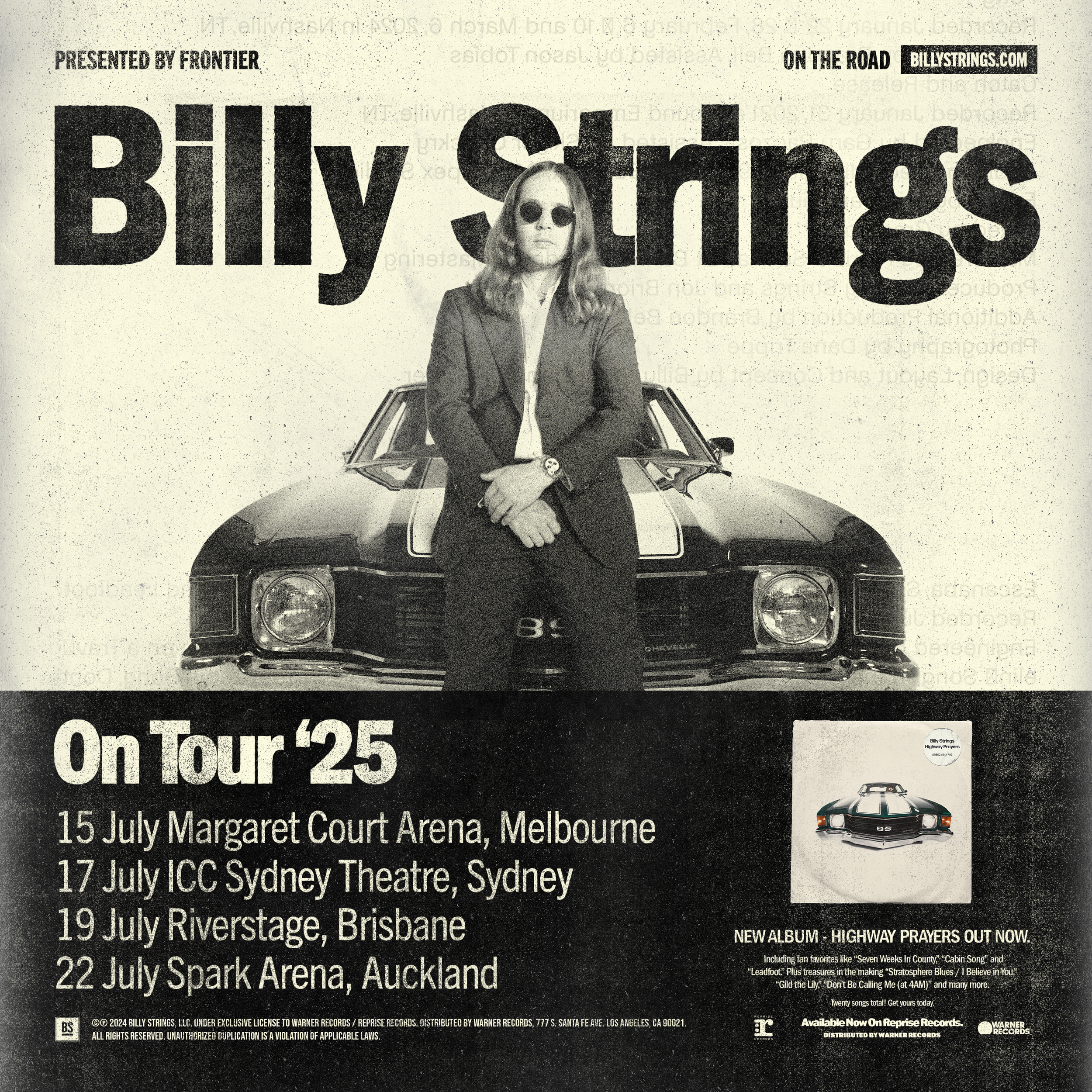 Tour News - Billy Strings announces first ever Australia & New Zealand Arena Tour this July