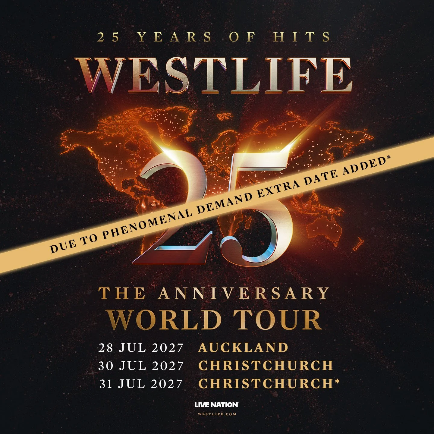 Tour News - Westlife announce second Christchurch show on their 25: The Anniversary World Tour 2027 - 15th May 2026