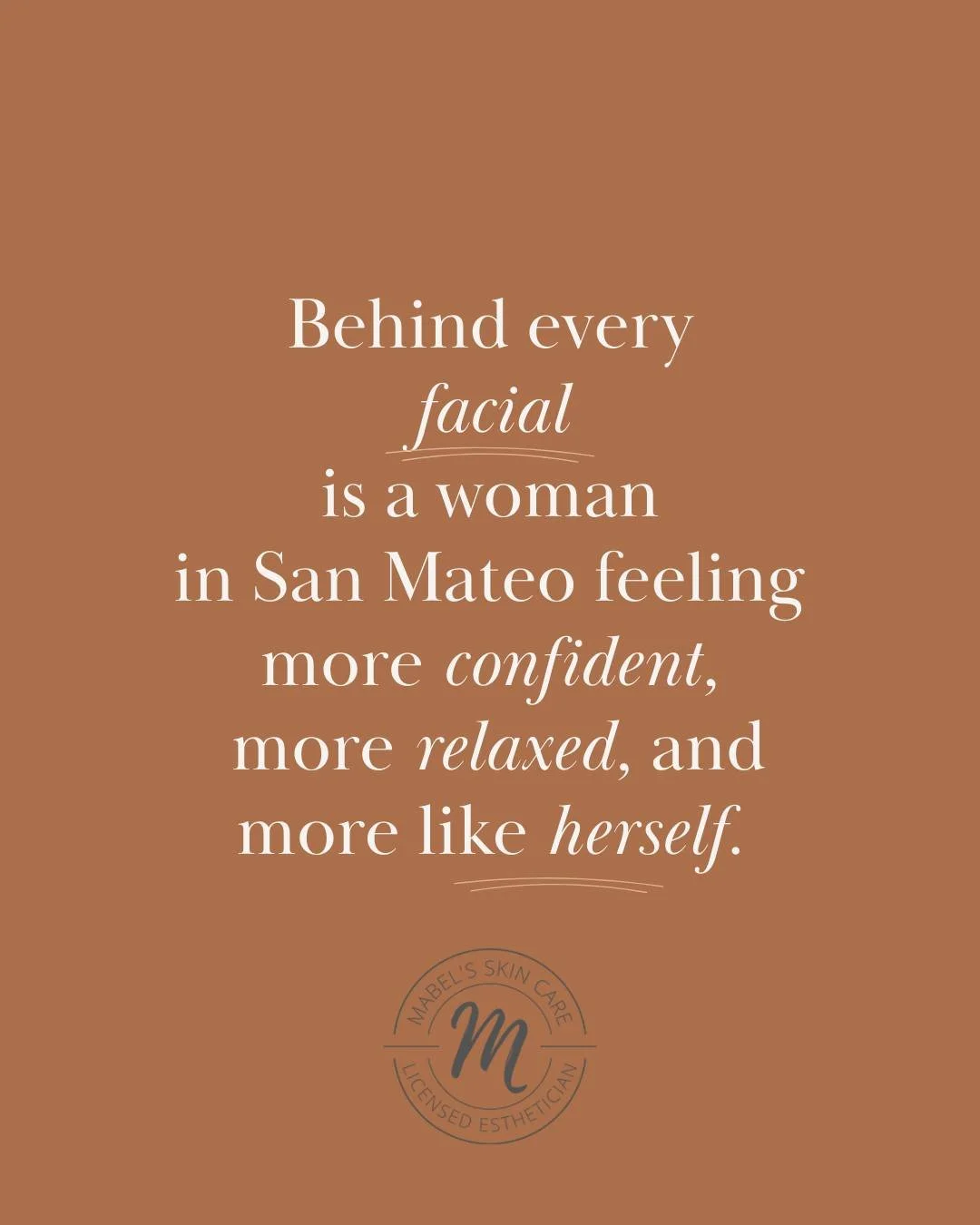 This is my favorite part of what I do 

Getting to be a small part of someone feeling more like herself again.

If you&rsquo;re here and it&rsquo;s been on your mind, I&rsquo;m here.

xx, Mabel

.
.
#SanMateo #SanMateoEsthetician #mabelsskincare