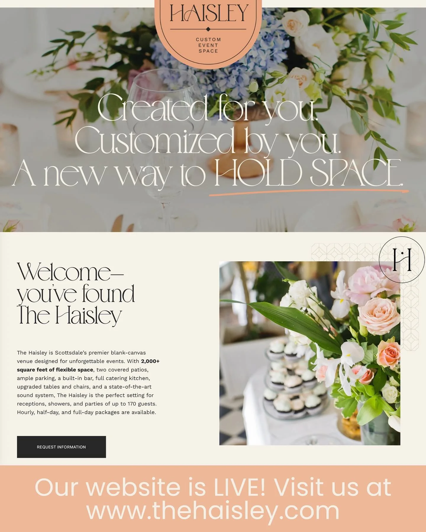 Pop the champagne!🥂The Haisley website is here! Now accepting bookings. Visit thehaisley.com and schedule your tour today! We look forward to celebrating with you! 
.
.
#thehaisley #thehaisleyaz #eventvenue #scottsdale #arizona #celebrations #celebr