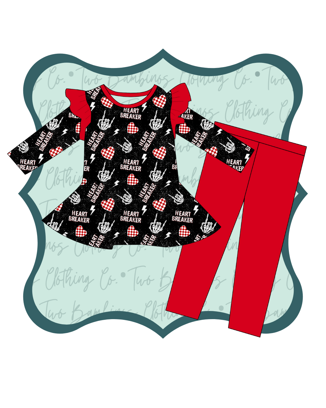 Heartbreaker Kid's Peplum/Leggings Daywear Set
