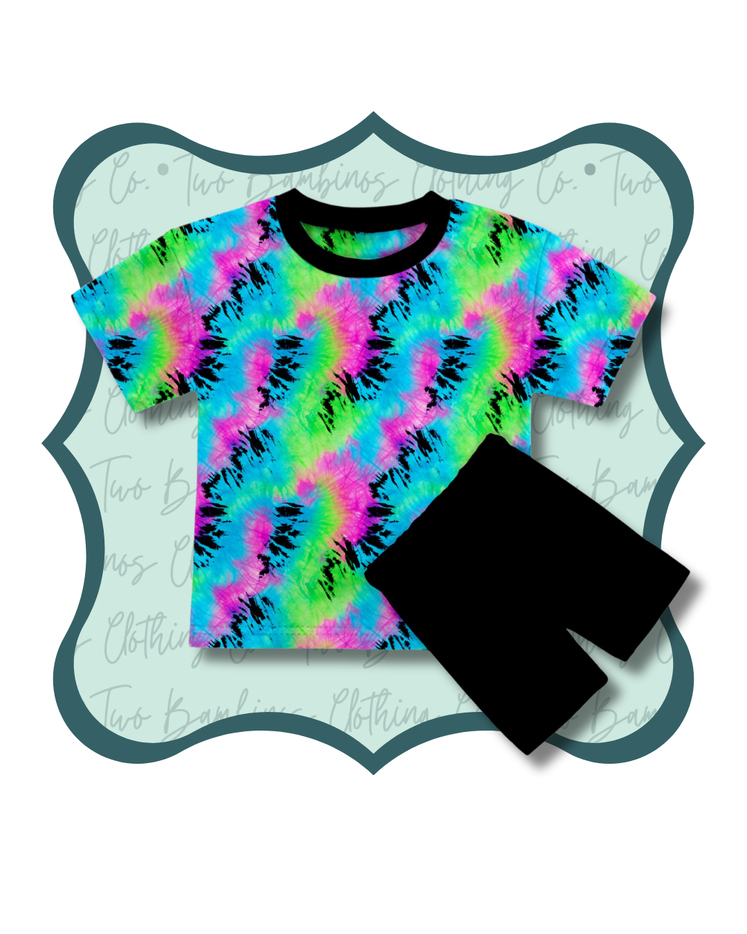 PRE-SALE Neon Meltdown Minis Oversized Tee/Biker Set *&me Bamboo Collab*