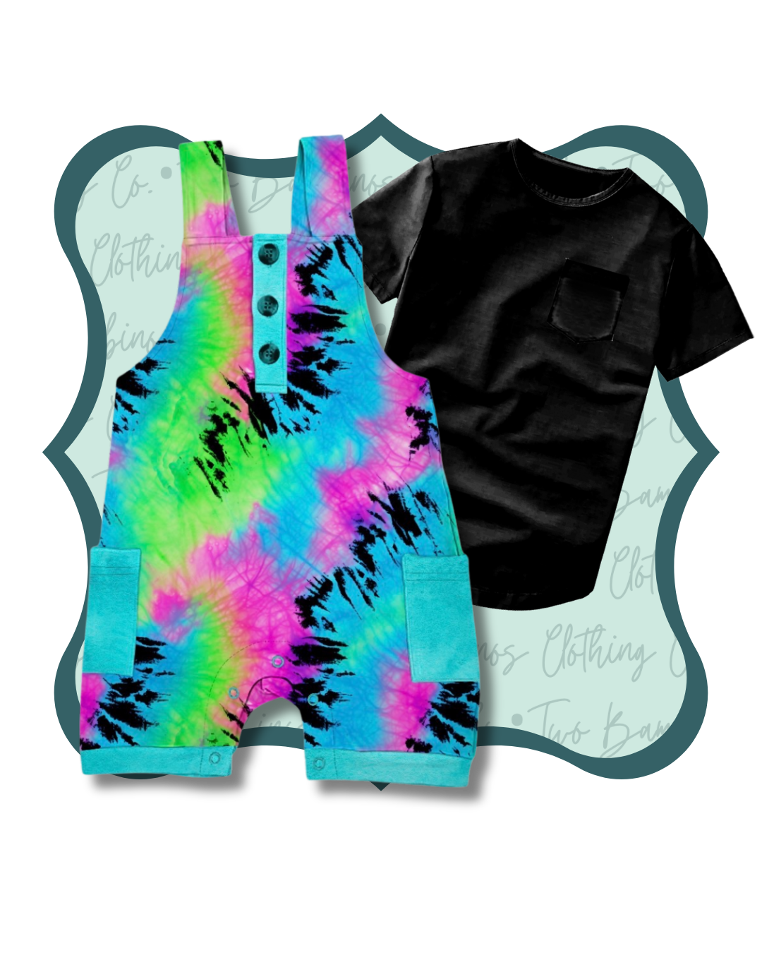 PRE-SALE Neon Meltdown Overalls & Tee *&me Bamboo Collab*