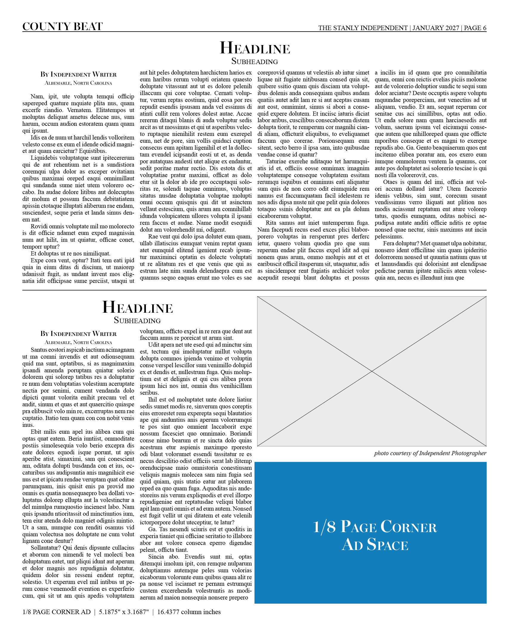 1/8 Page Corner