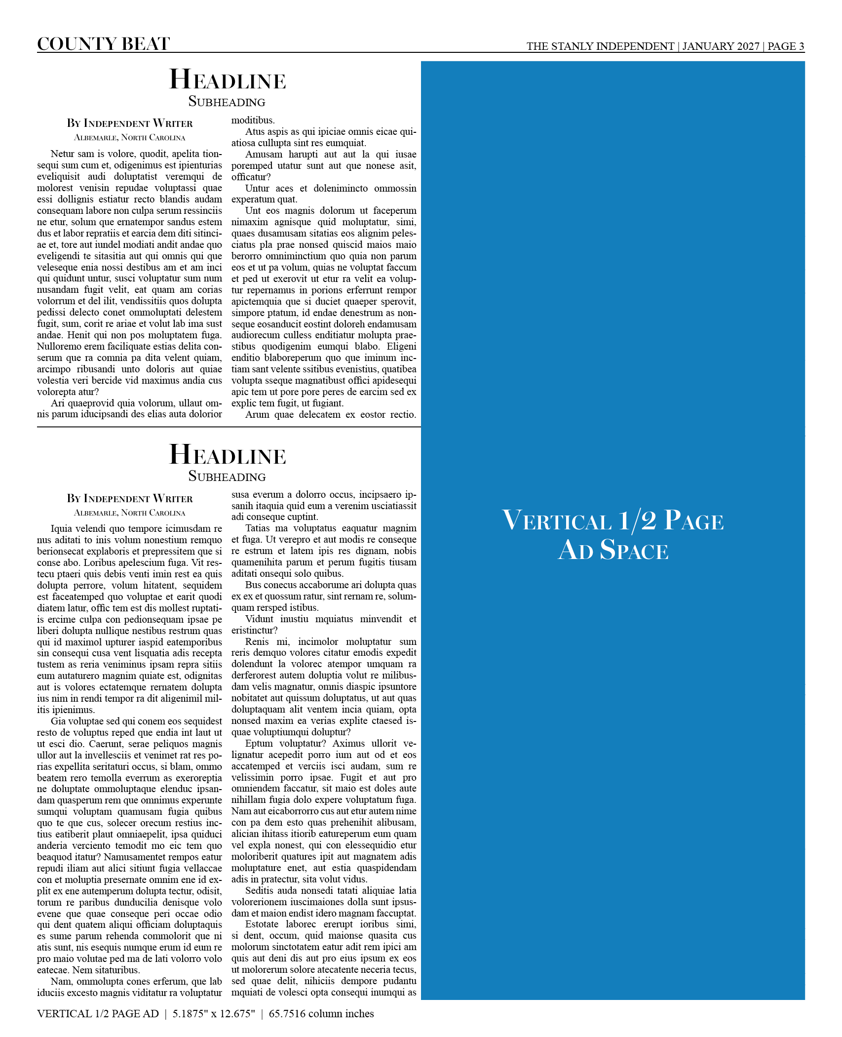 Vertical 1/2 Page