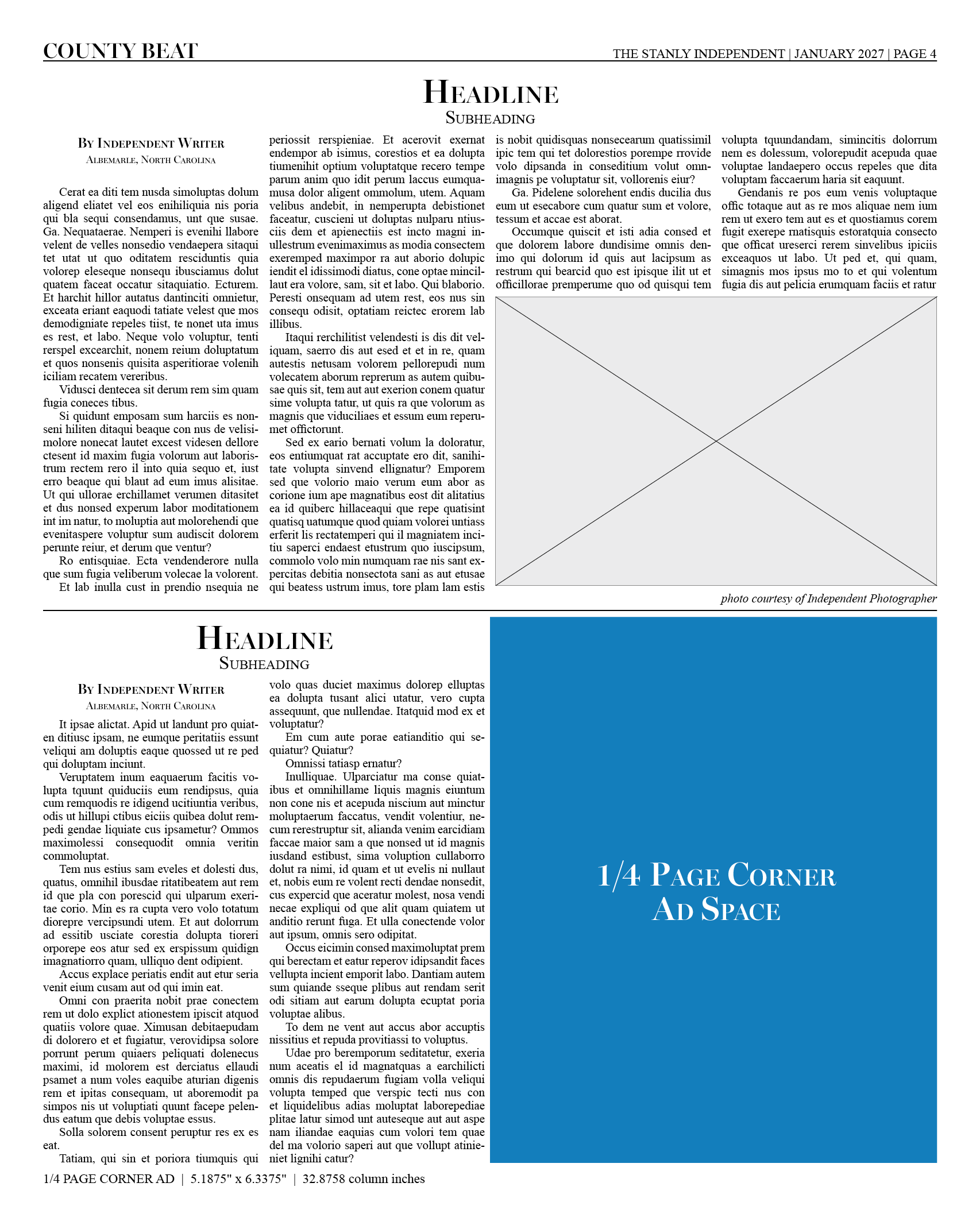 1/4 Page Corner