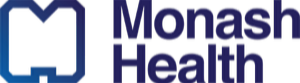 Monash Health logo featuring a stylized blue and purple emblem with the text 'Monash Health'.