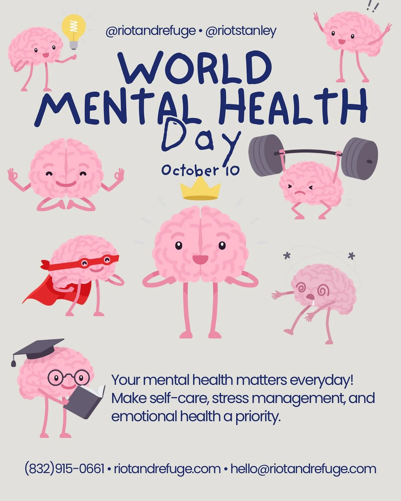 Today is World Mental Health Day! A reminder to pause, breathe, and prioritize you. Your mental health matters just as much as your goals, your grind, and your giving. Take the time to rest, reflect, and reach out if you need support. You are worth t