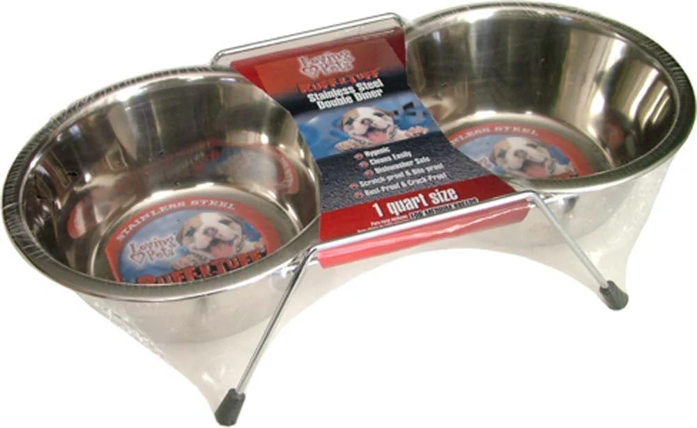 Loving Pets Ruff N' Tuff Stainless Steel Duel Bowls (1 Quart)