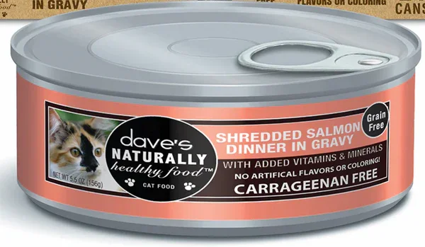Dave's Natural Cat Foods || Grain Free Shredded Salmon Dinner in Gravy Formula 5.5oz