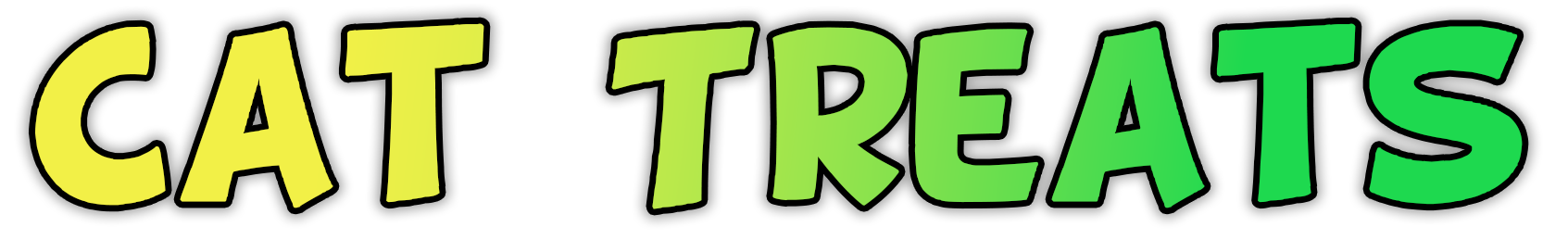 Colorful Halloween sign reading "Cat Treats" in yellow and green with playful font on a black background.