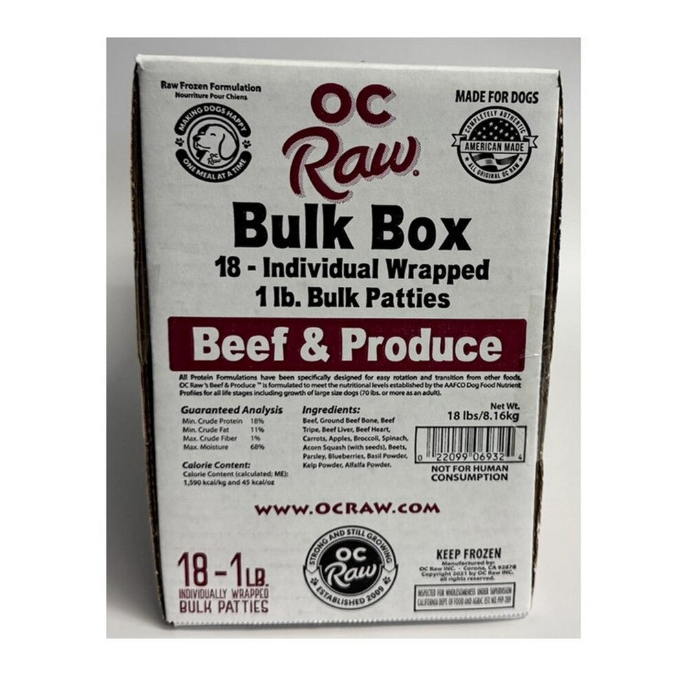 OC Raw Patties || Beef & Produce Bulk Box (18 Patties)