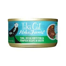 Tiki Cat Aloha Friends || Tuna, Ocean Whitefish & Pumpkin Recipe in Broth (2.8oz)