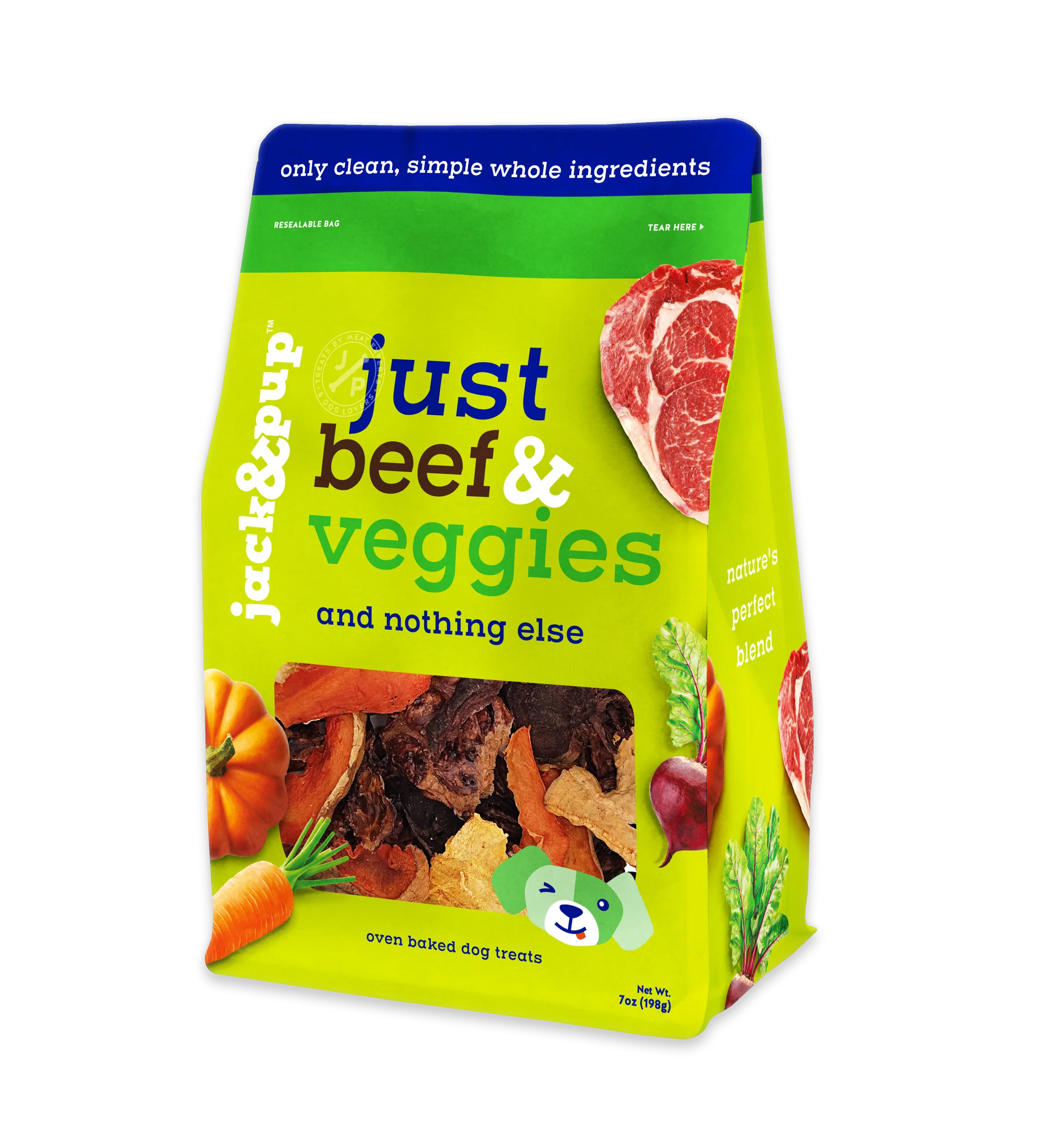 Jack & Pup Treats || Just "Beef & Veggies" & Nothing Else (7oz)