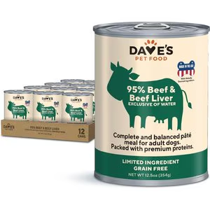 Dave's Pet Food Grain Free 95% Beef & Beef Liver 12.5oz Can