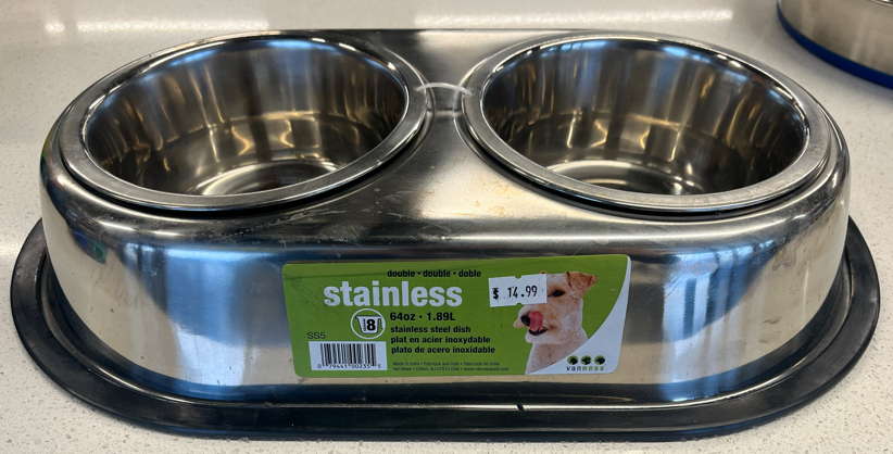 Stainless Steel Double Dish Holder 64oz w/bowls